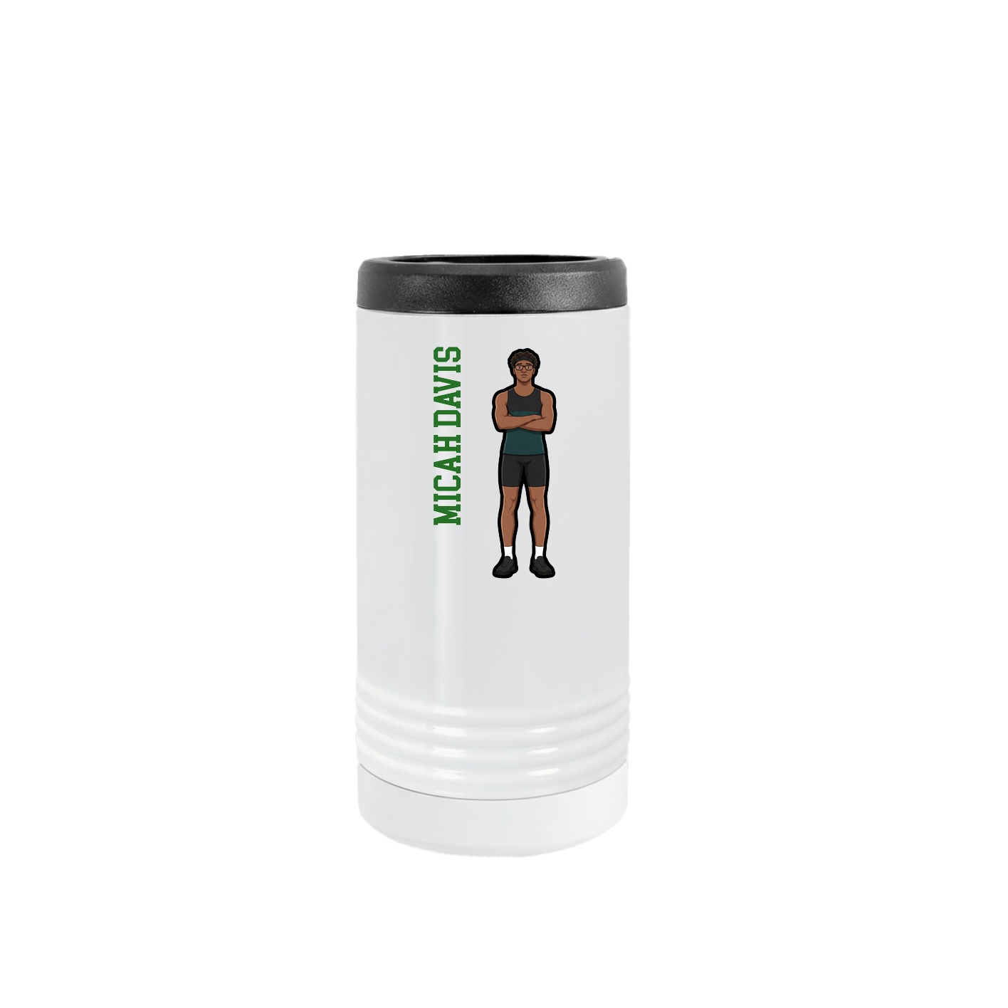 Slim Beverage Holder — Name Vertical in White