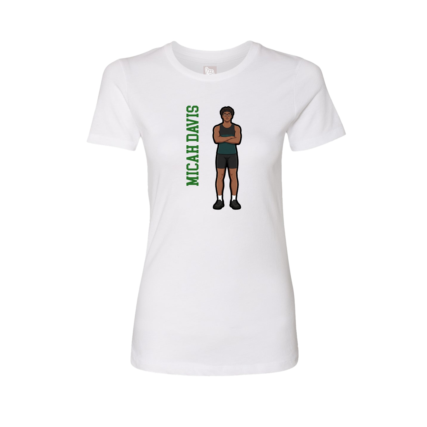 Womens Tee — Name Vertical in White