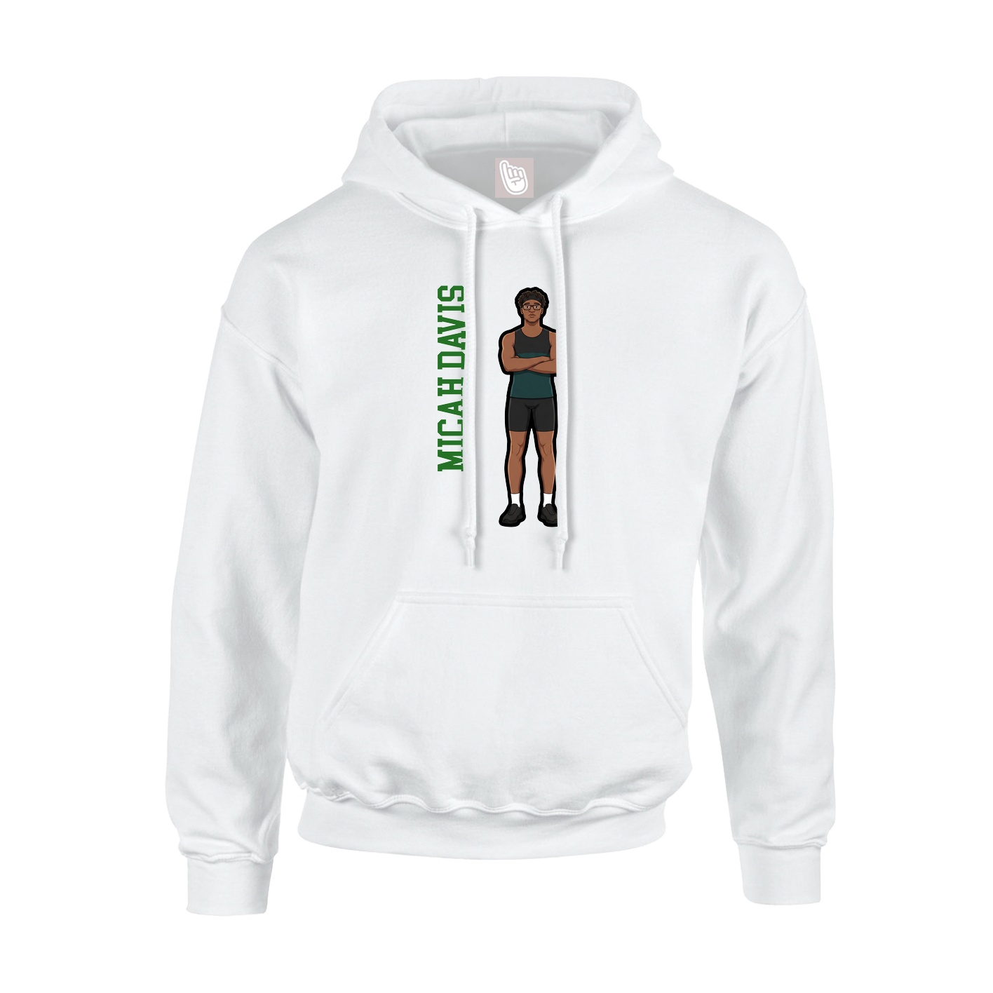 Youth Hoodie — Name Vertical in White