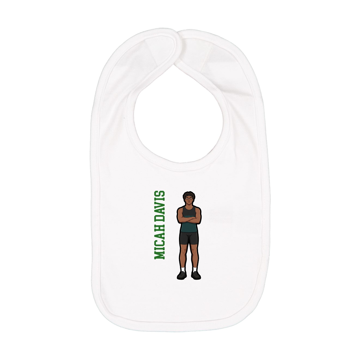 Infant Bib — Name Vertical in White