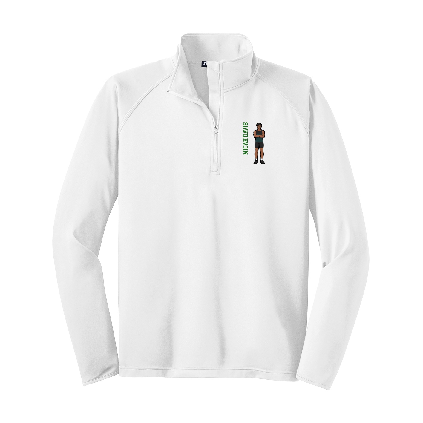 Q-Zip Pullover — Name Vertical in White