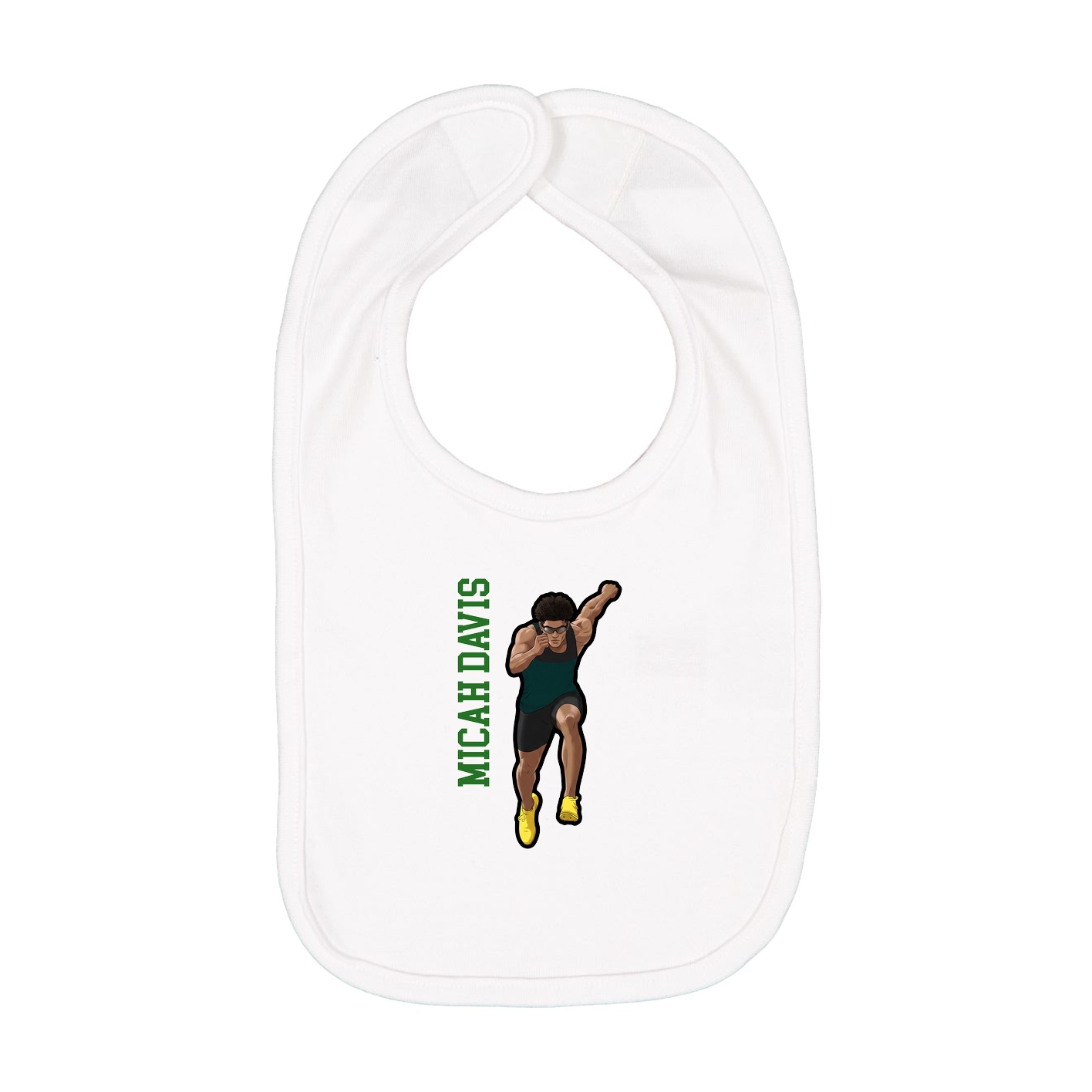 Infant Bib — Name Vertical in White