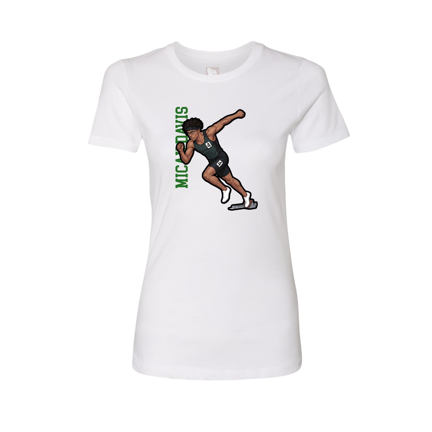 Womens Tee — Name Vertical in White