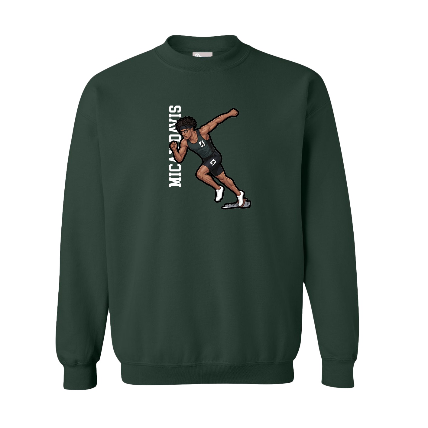 Fleece Crew — Name Vertical in Green
