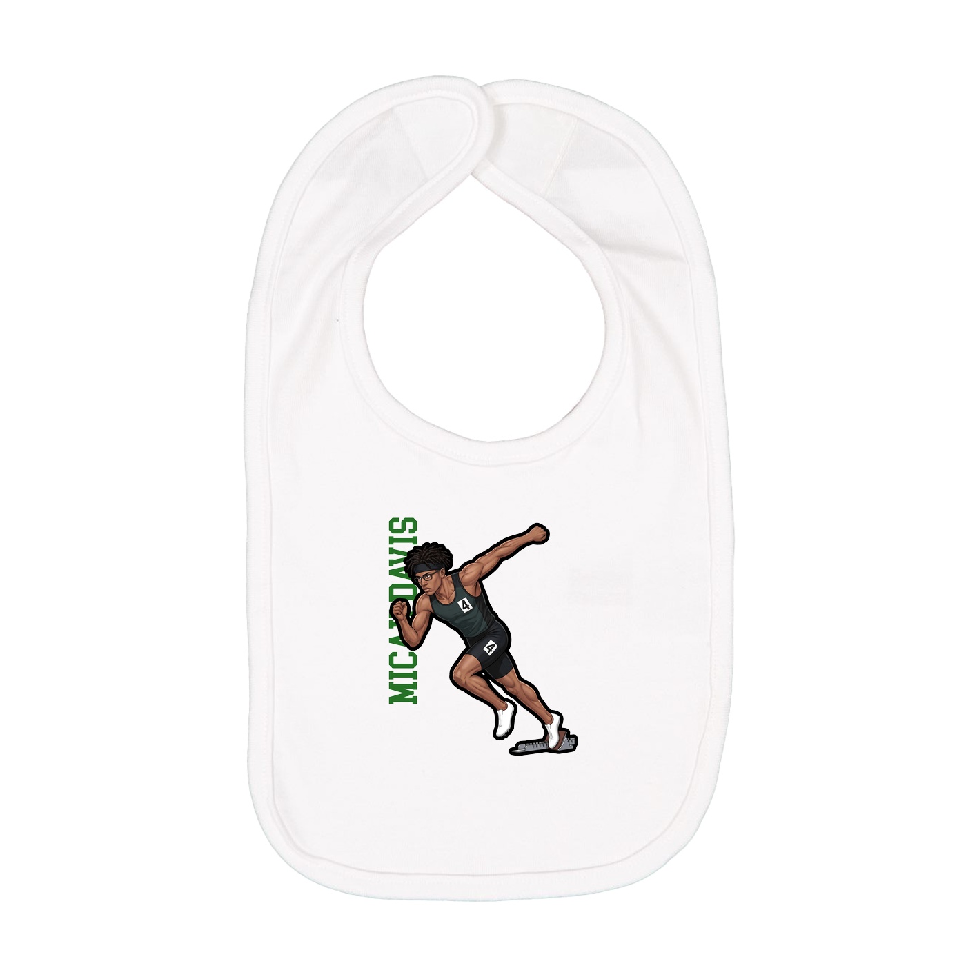 Infant Bib — Name Vertical in White