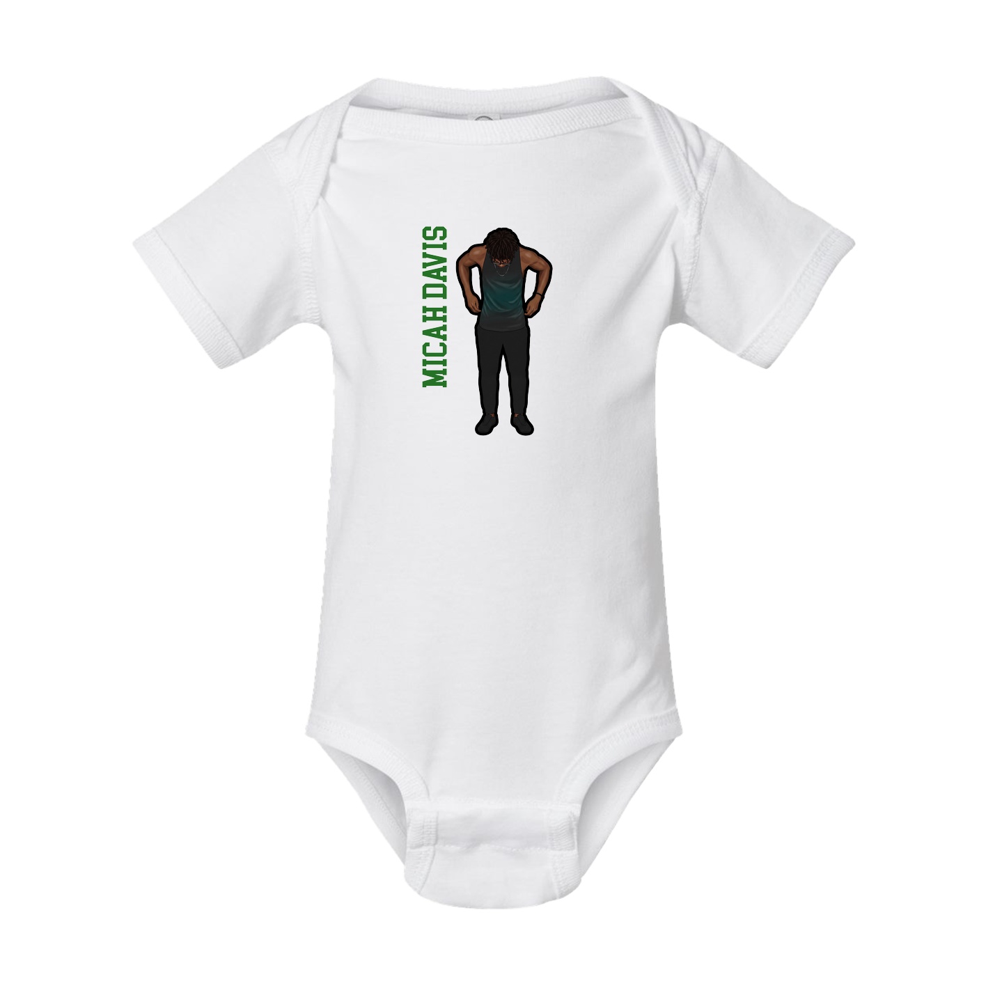 Baby Onesie — Name Vertical in White