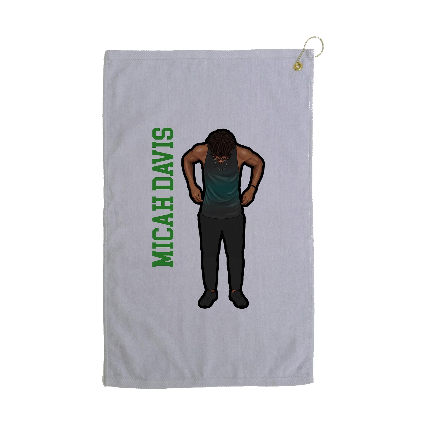 Golf Towel — Name Vertical in Grey