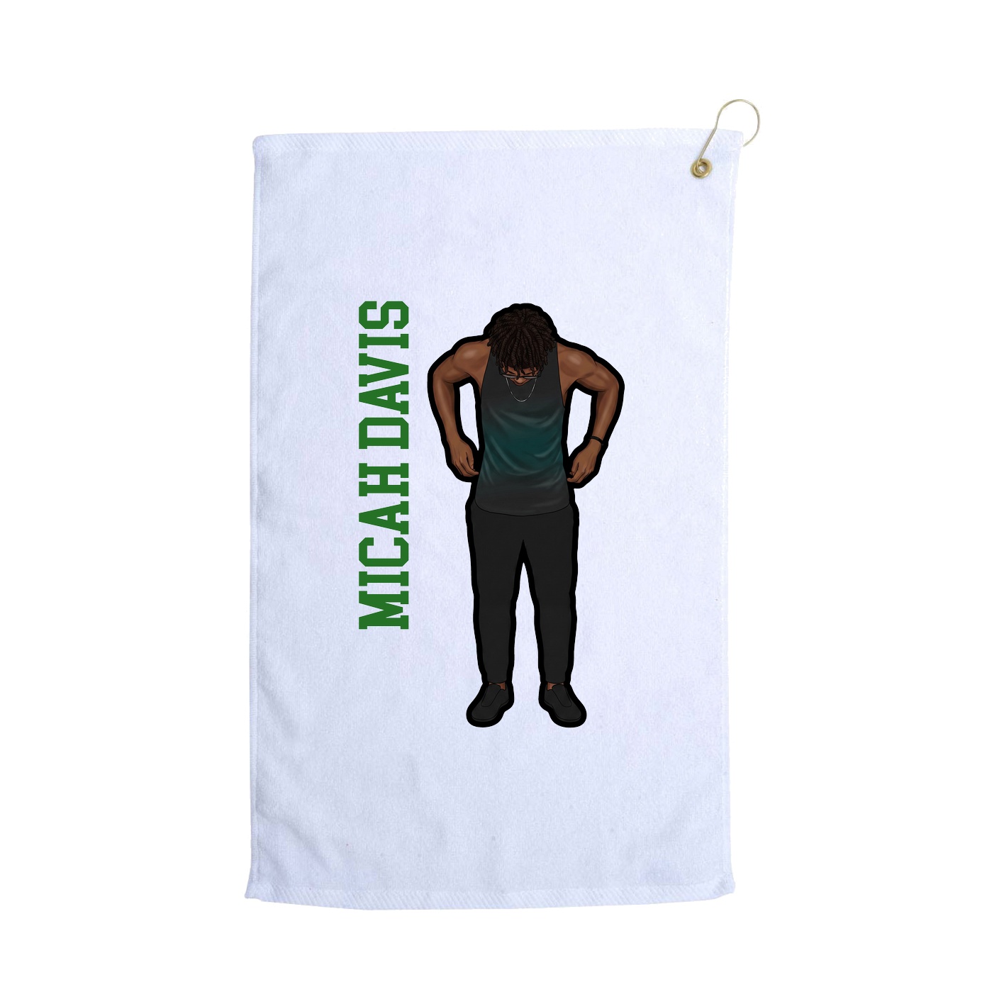 Golf Towel — Name Vertical in White