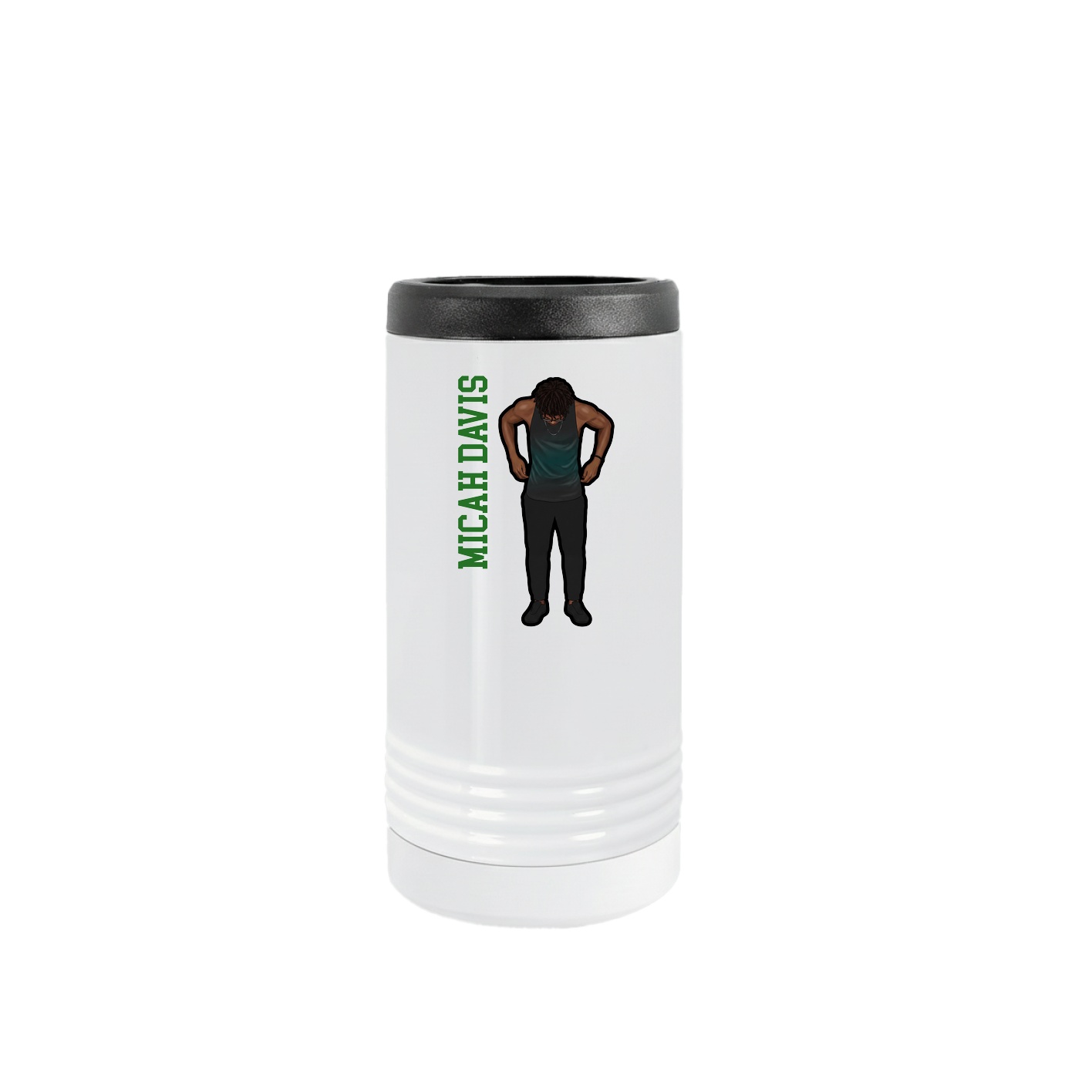 Slim Beverage Holder — Name Vertical in White