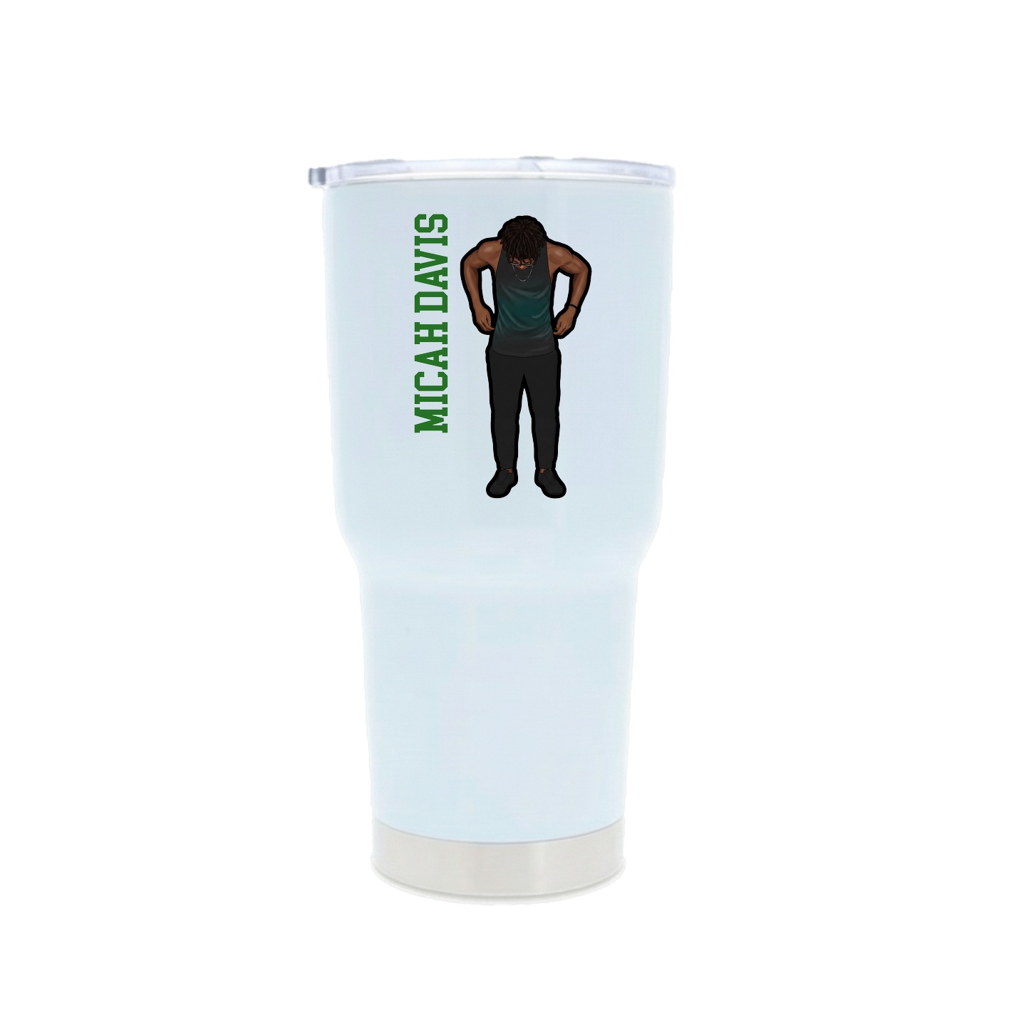 30oz Stainless Steel Tumbler — Name Vertical in White