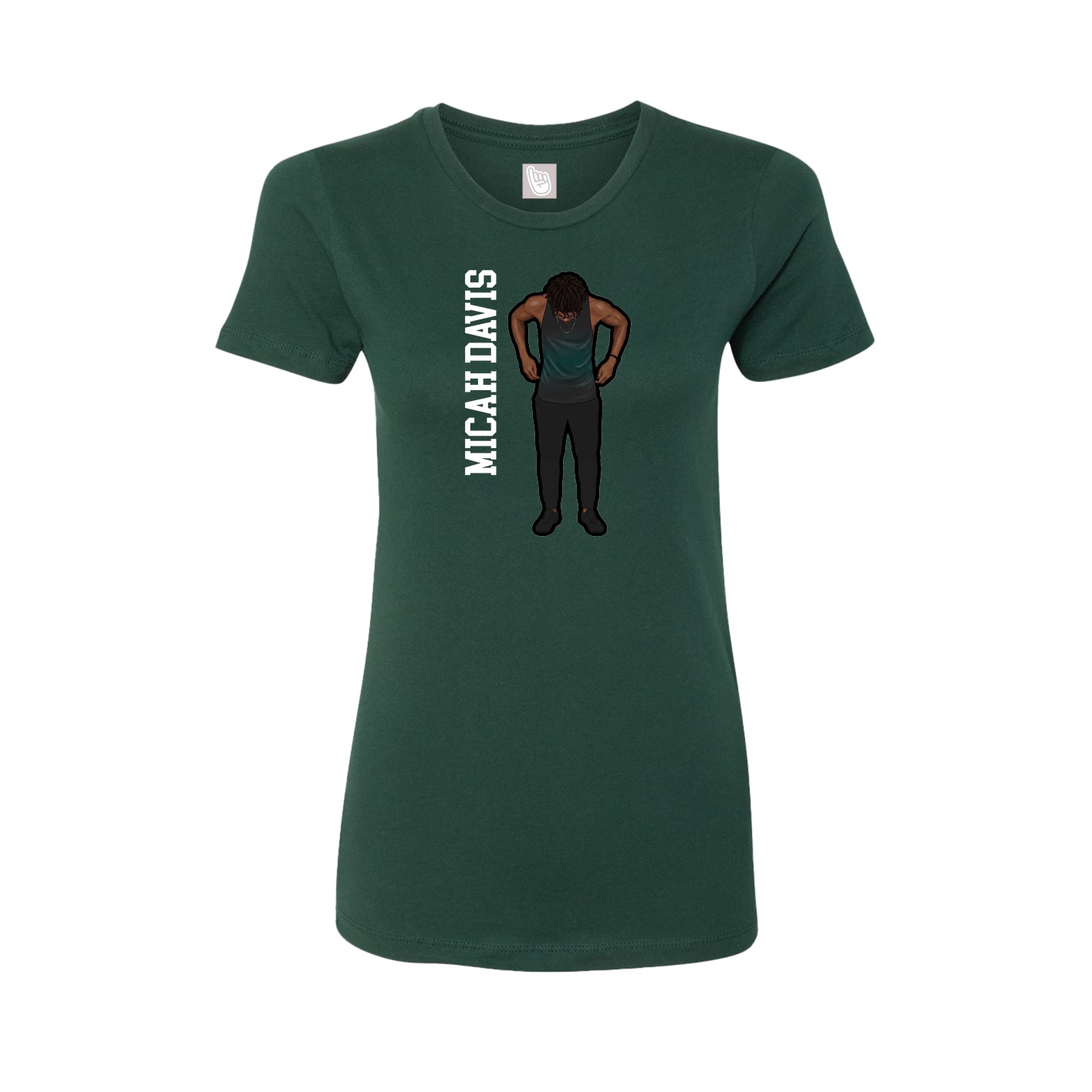 Womens Tee — Name Vertical in Green