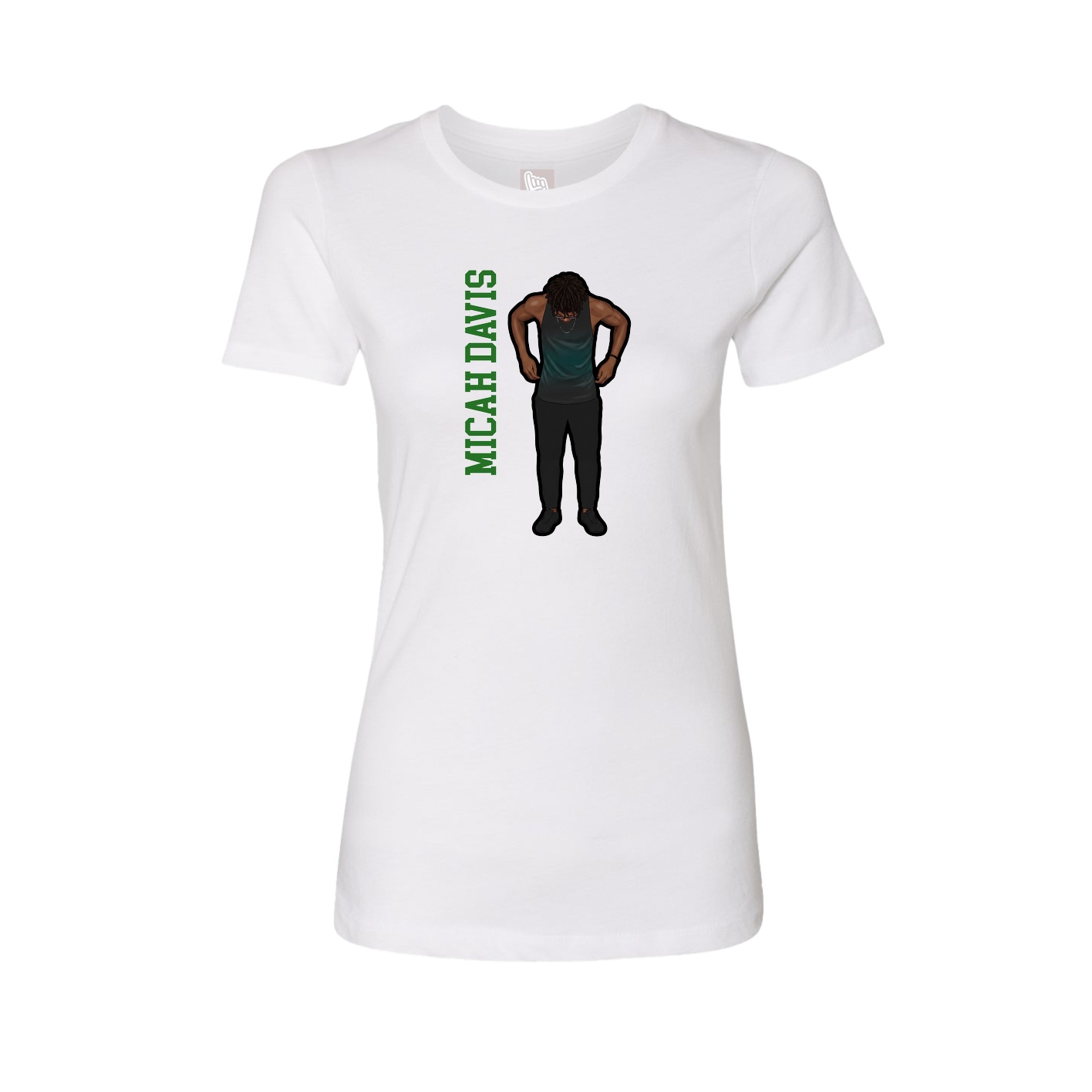 Fitted Women's Tee — Name Vertical in White