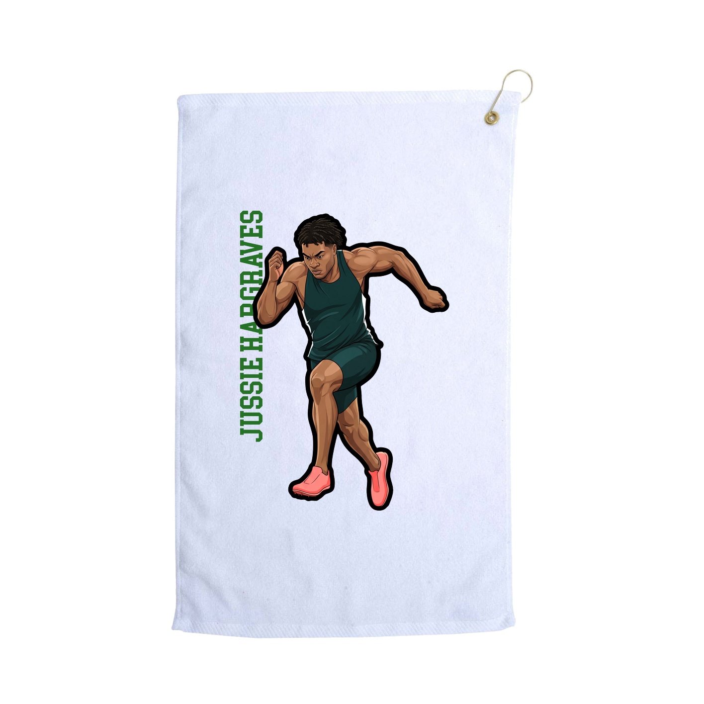 Golf Towel — Name Vertical in White