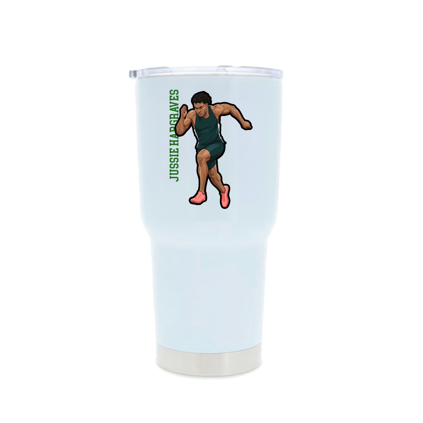 30oz Stainless Steel Tumbler — Name Vertical in White