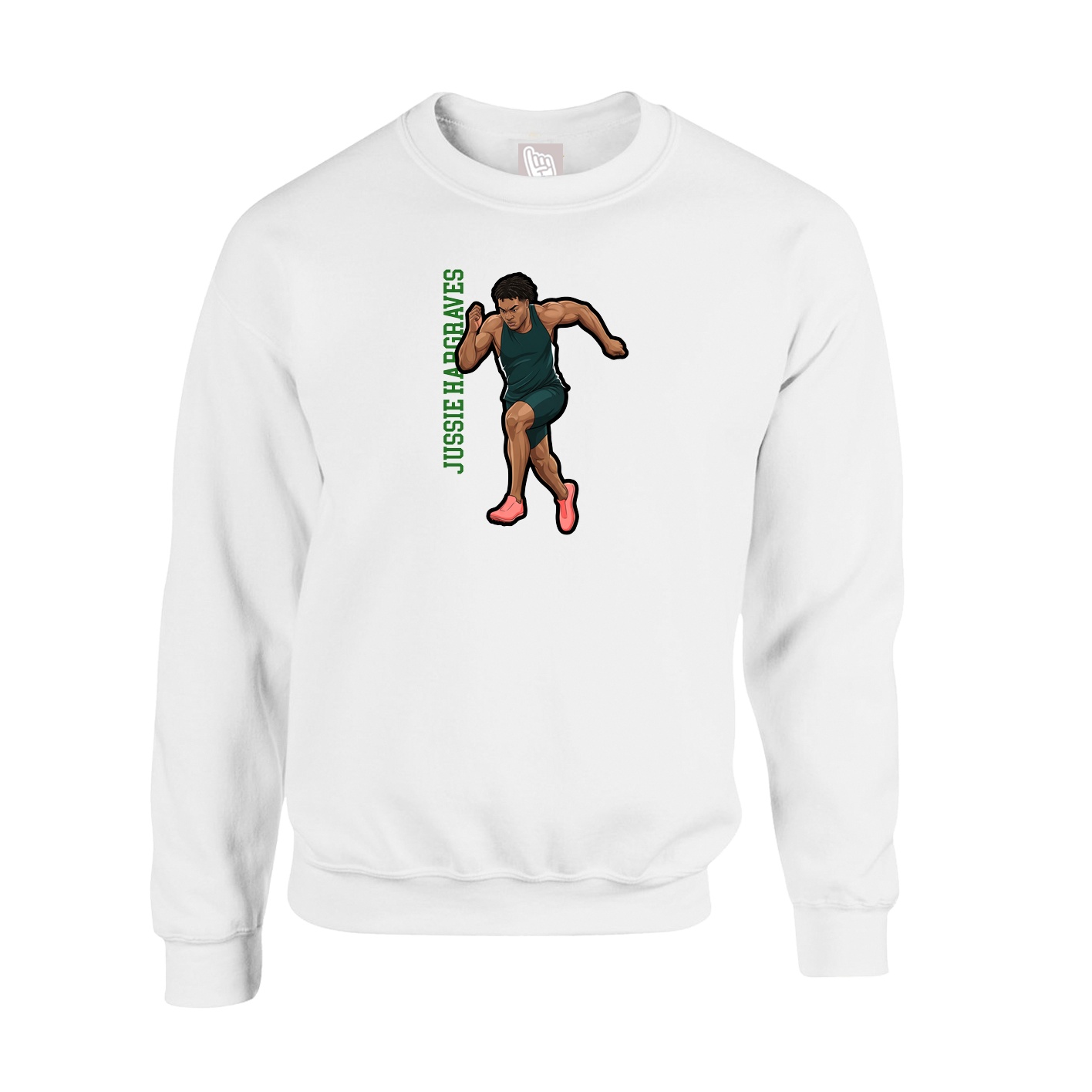 Fleece Crew — Name Vertical in White
