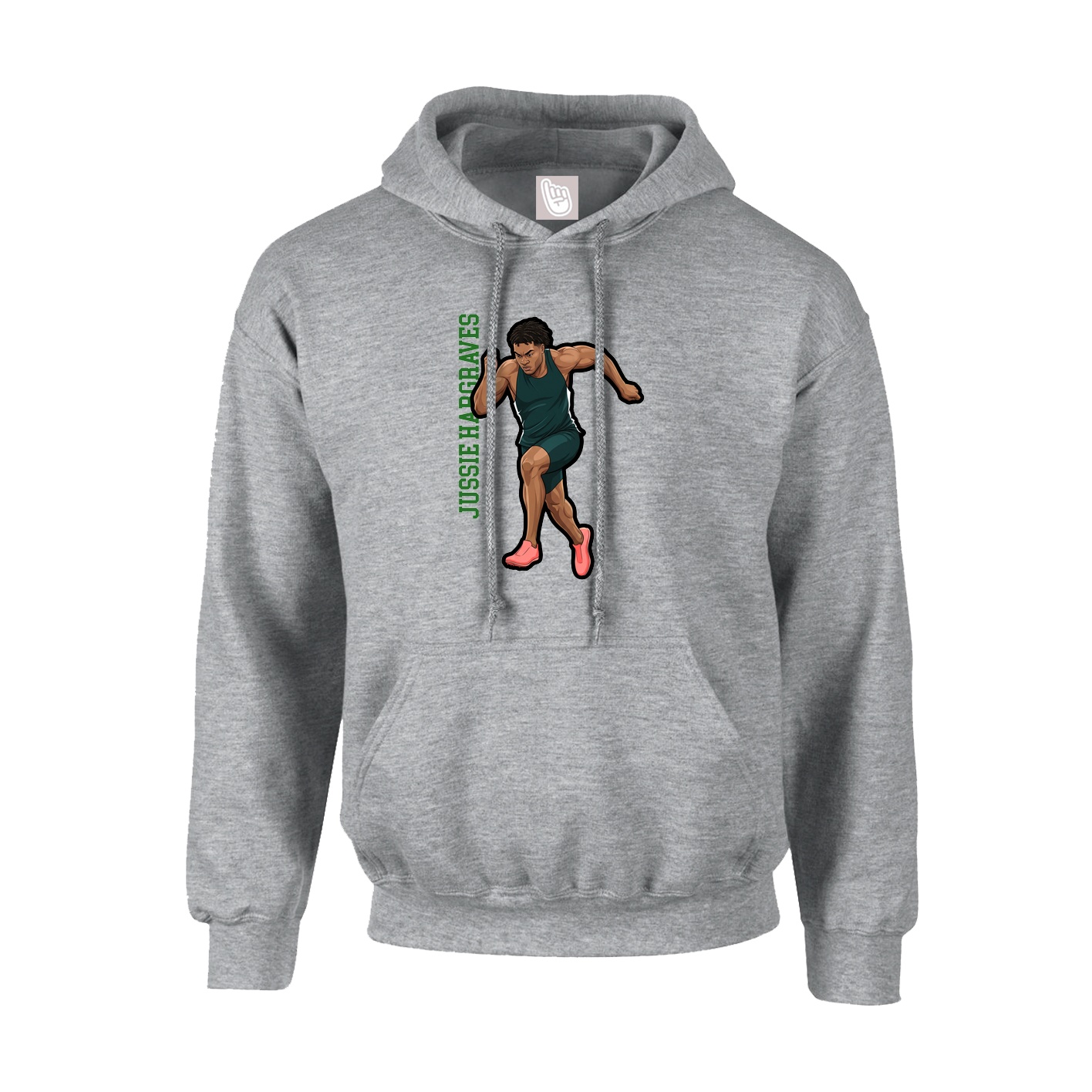 Youth Hoodie — Name Vertical in Grey