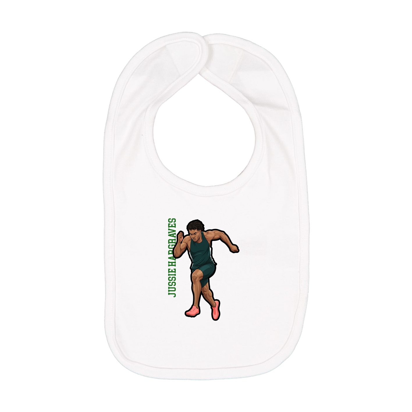Infant Bib — Name Vertical in White