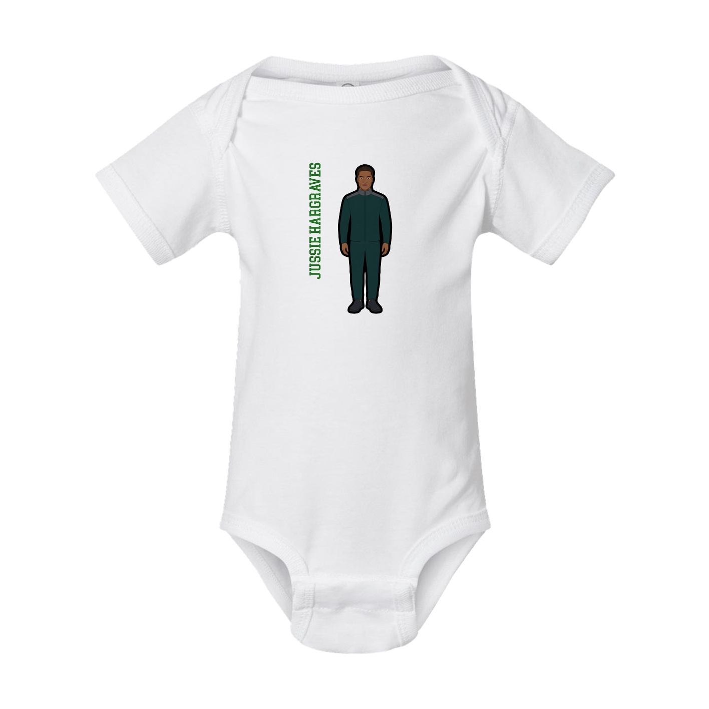 Baby Onesie — Name Vertical in White