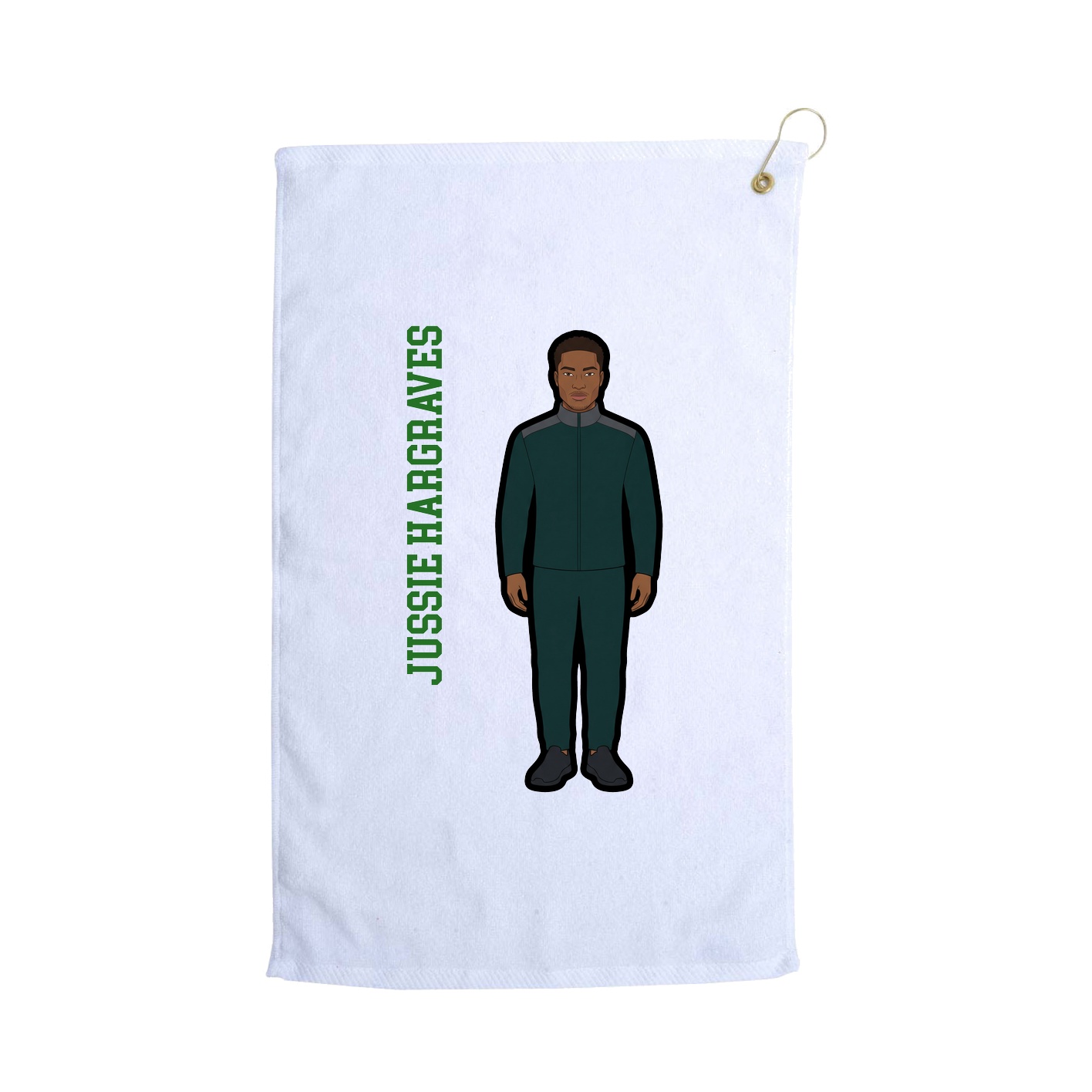 Golf Towel — Name Vertical in White