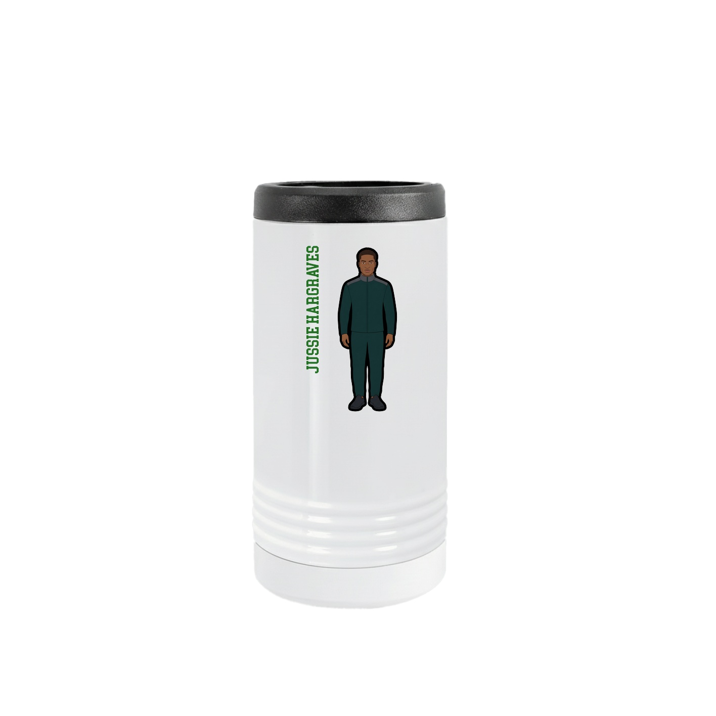 Slim Beverage Holder — Name Vertical in White