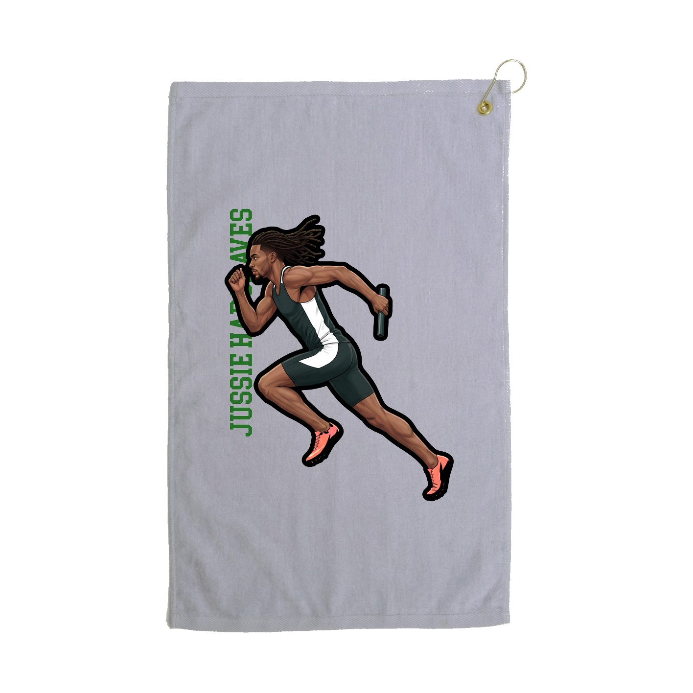Golf Towel — Name Vertical in Grey