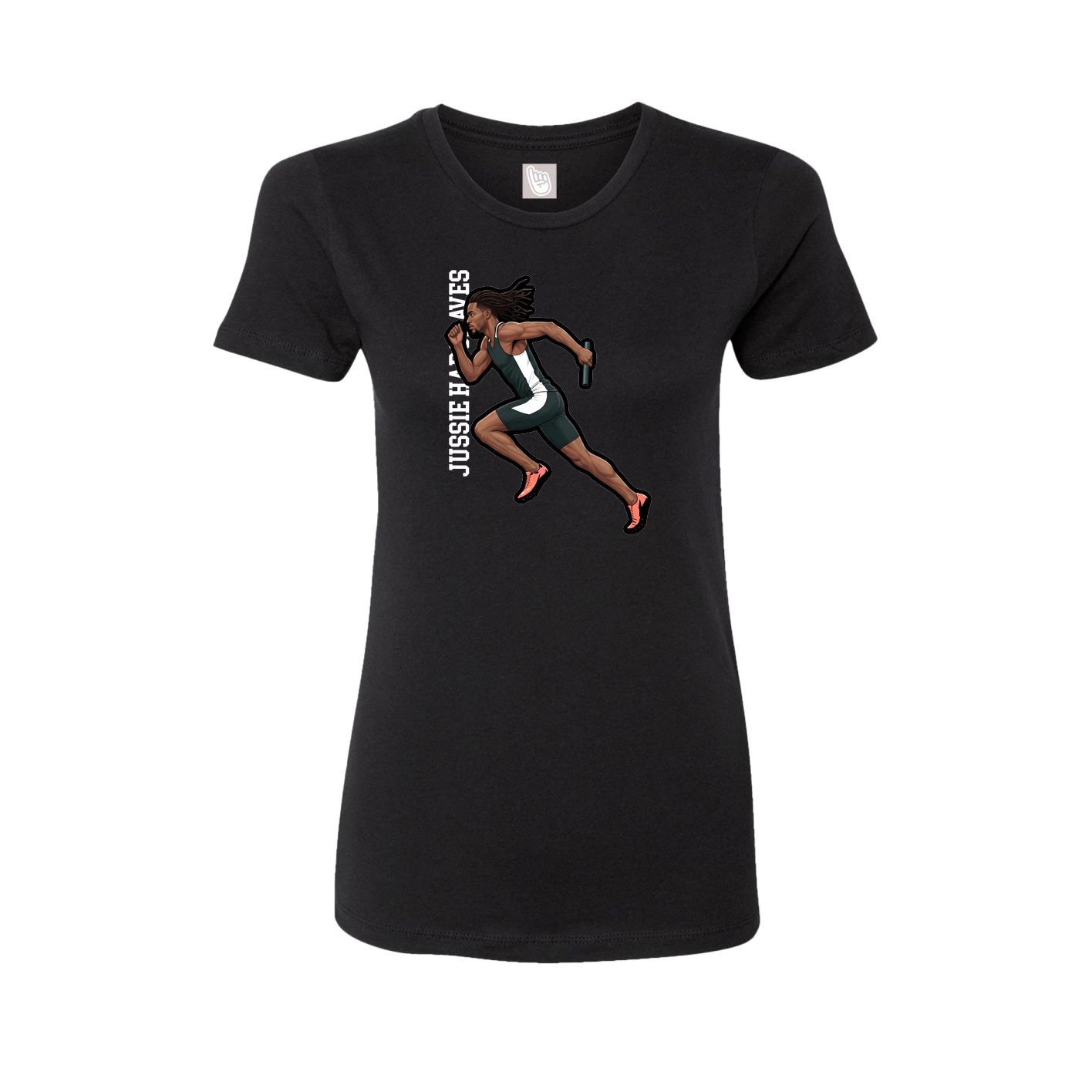 Fitted Women's Tee — Name Vertical in Black