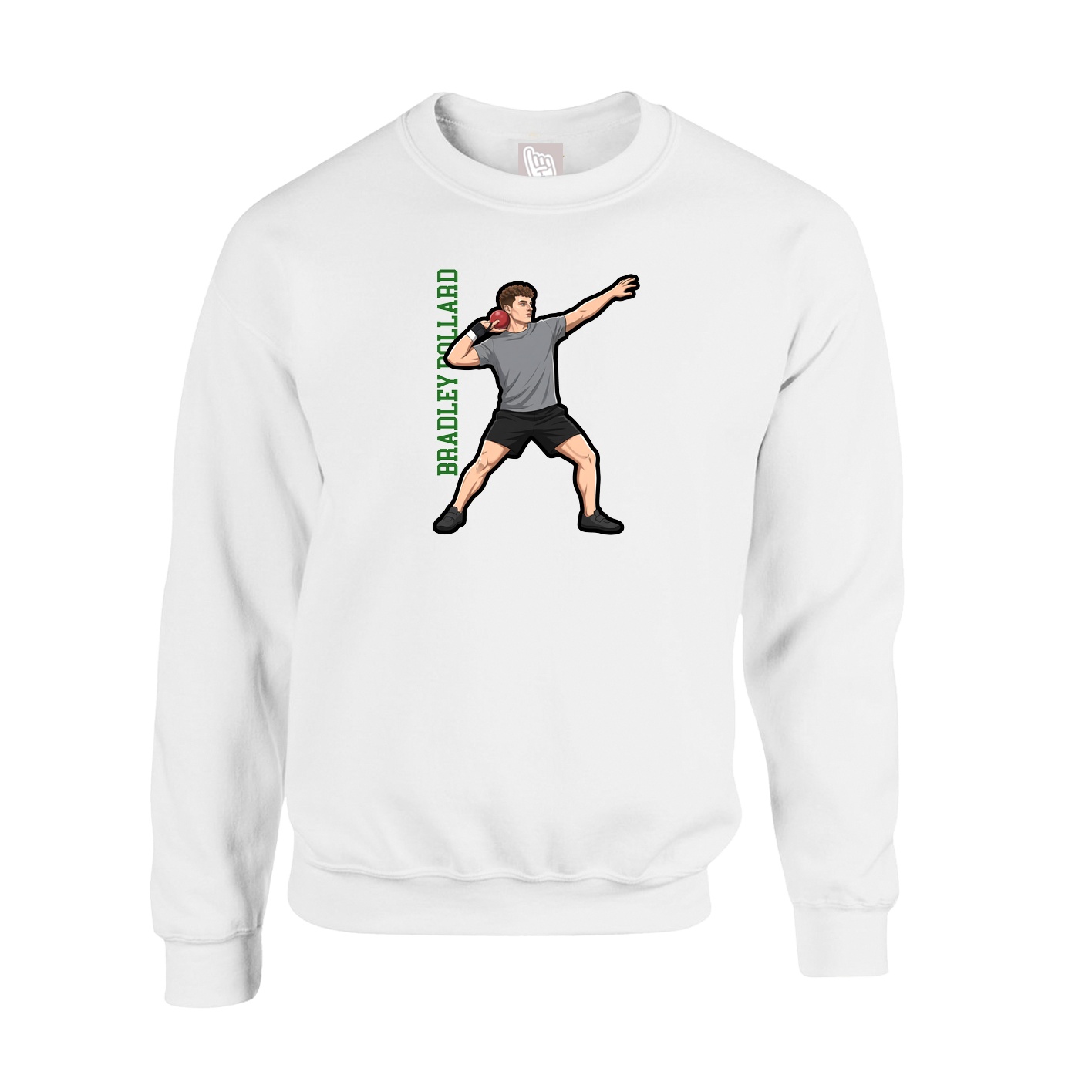 Fleece Crew — Name Vertical in White