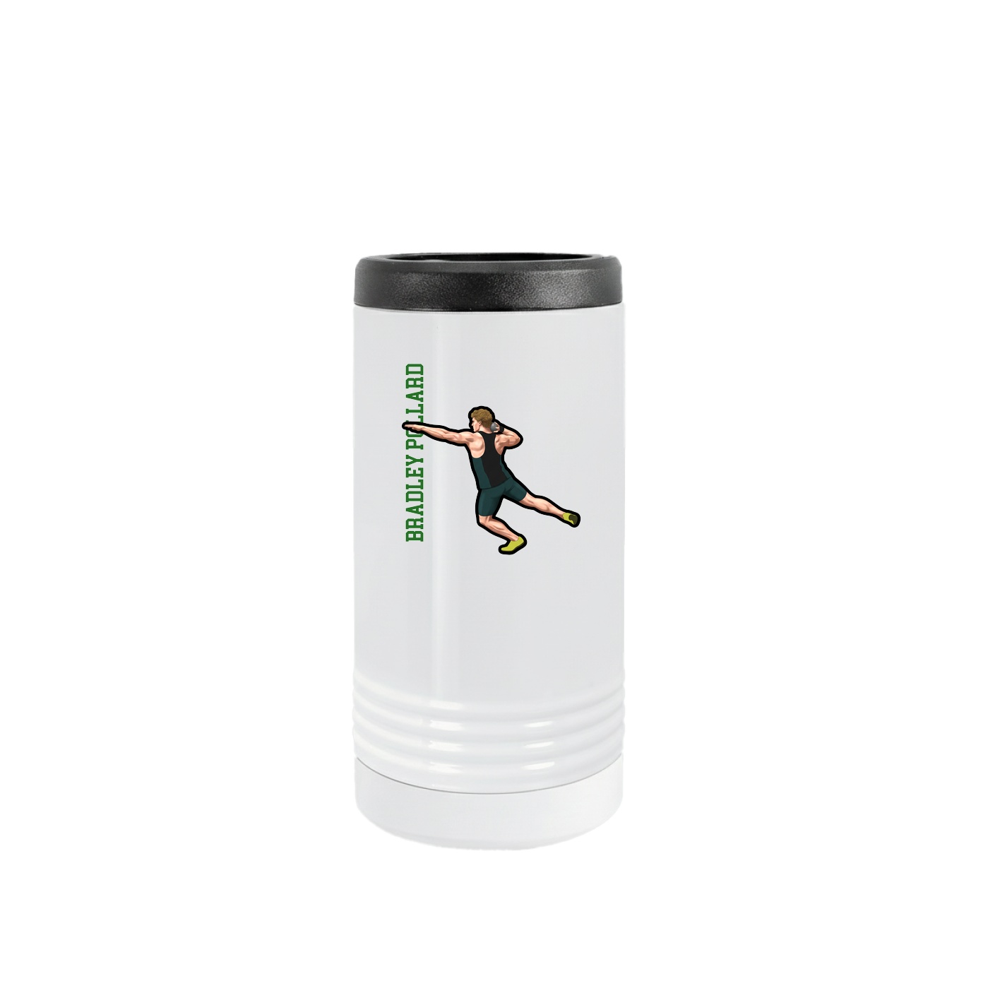 Slim Beverage Holder — Name Vertical in White