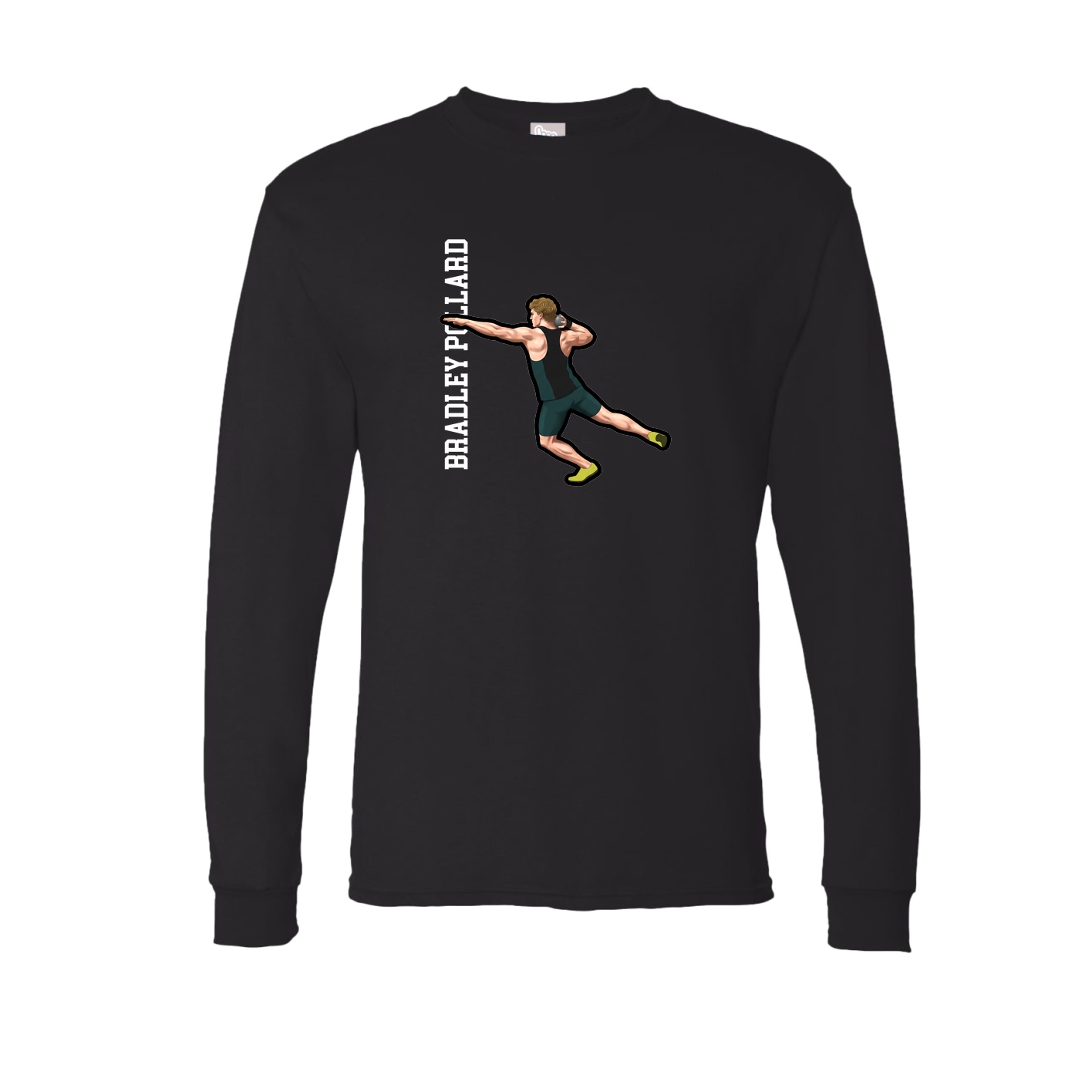 Long Sleeve Tee — Name Vertical in Black