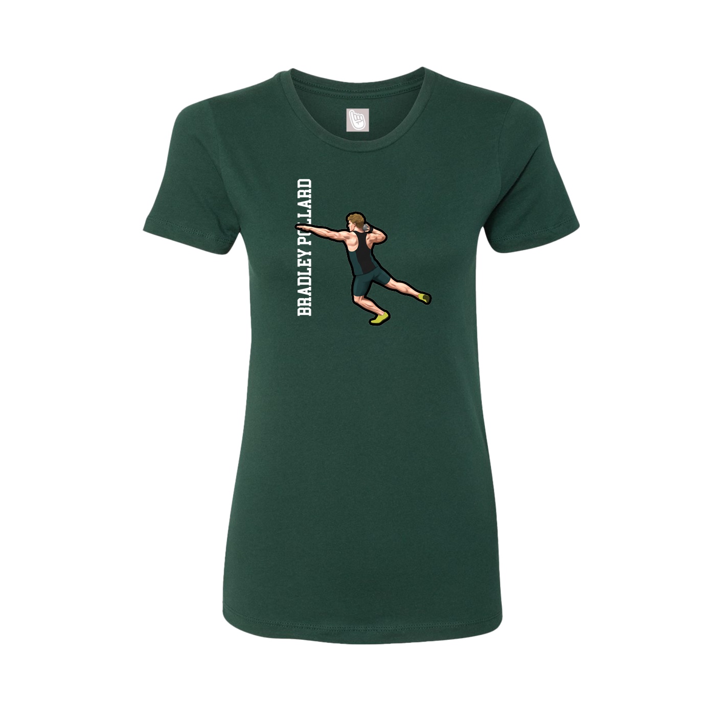 Womens Tee — Name Vertical in Green