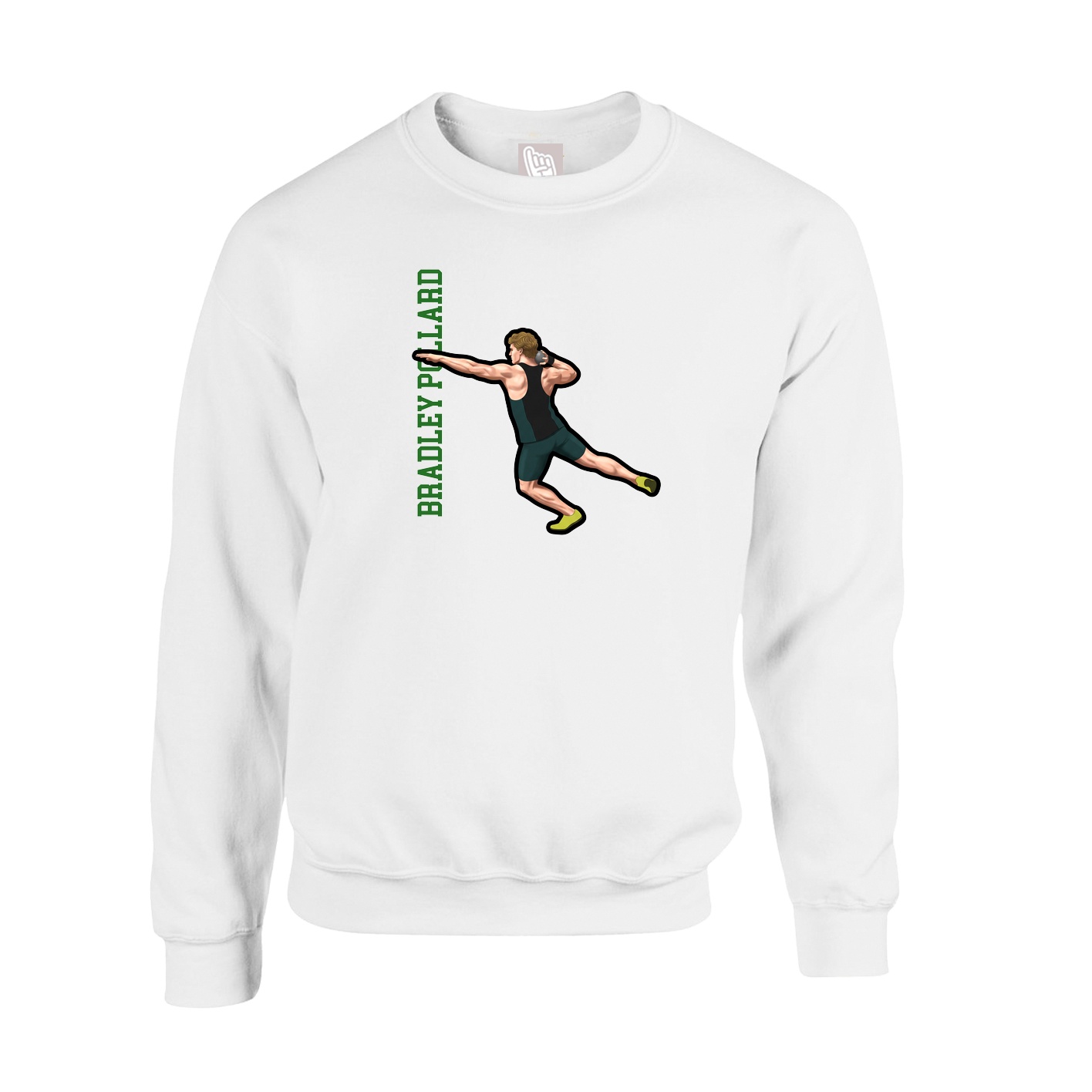Fleece Crew — Name Vertical in White