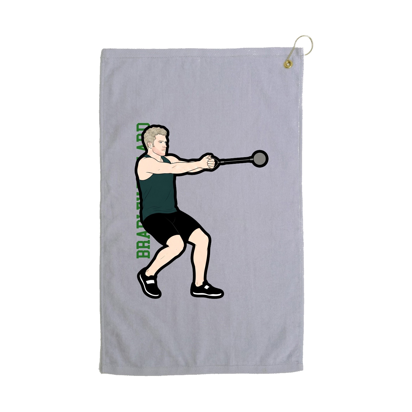Golf Towel — Name Vertical in Grey