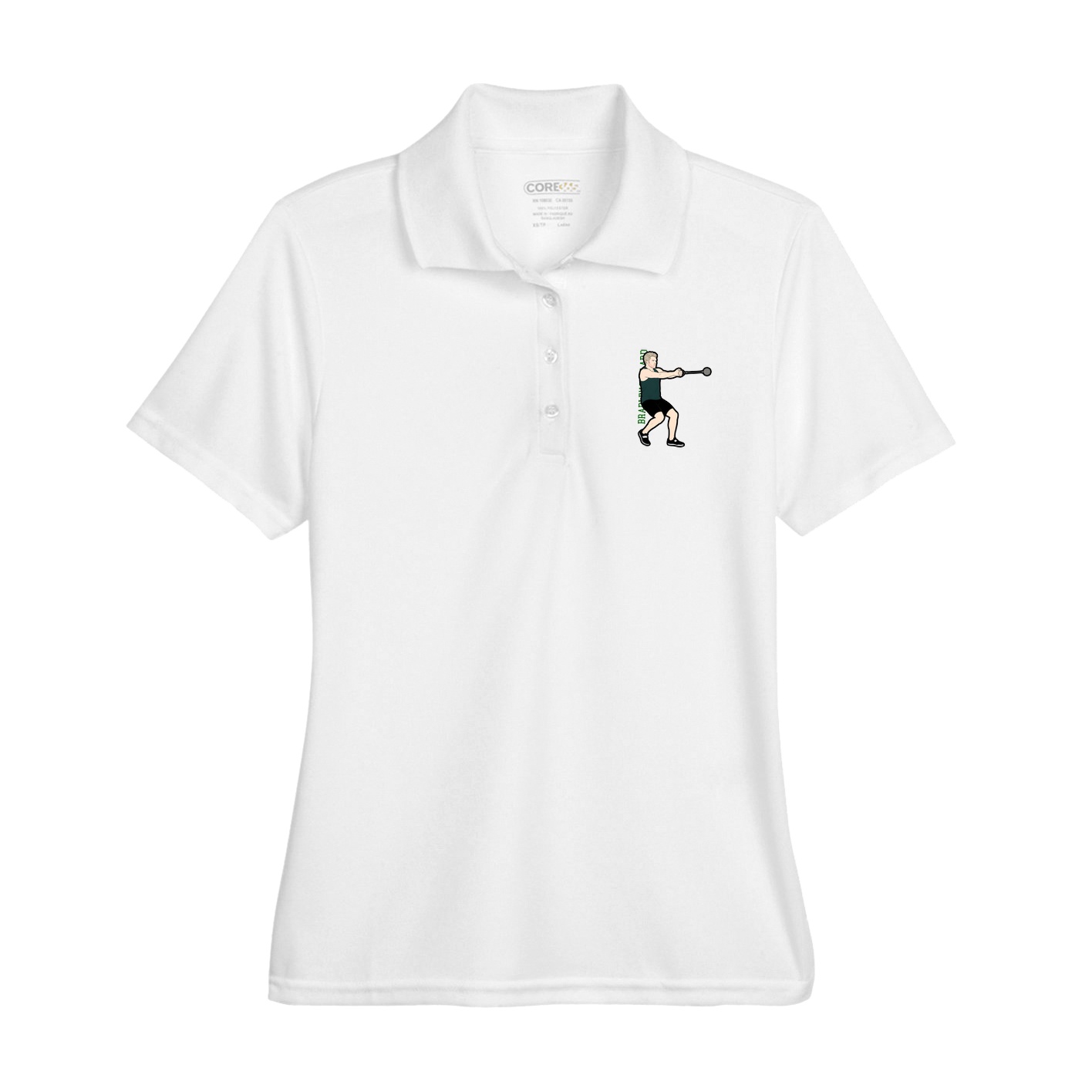 Womens Performance Polo — Name Vertical in White