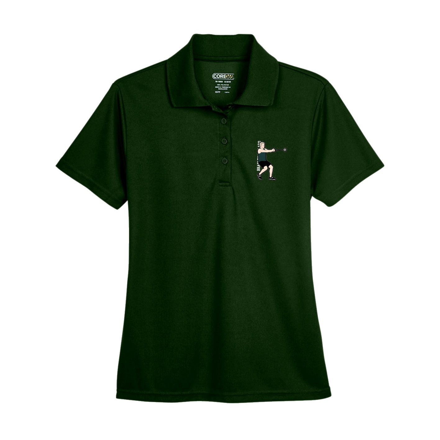 Womens Performance Polo — Name Vertical in Green
