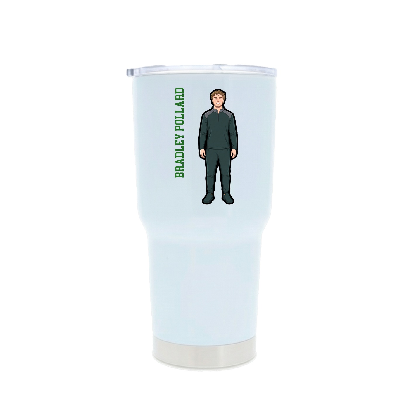 30oz Stainless Steel Tumbler — Name Vertical in White