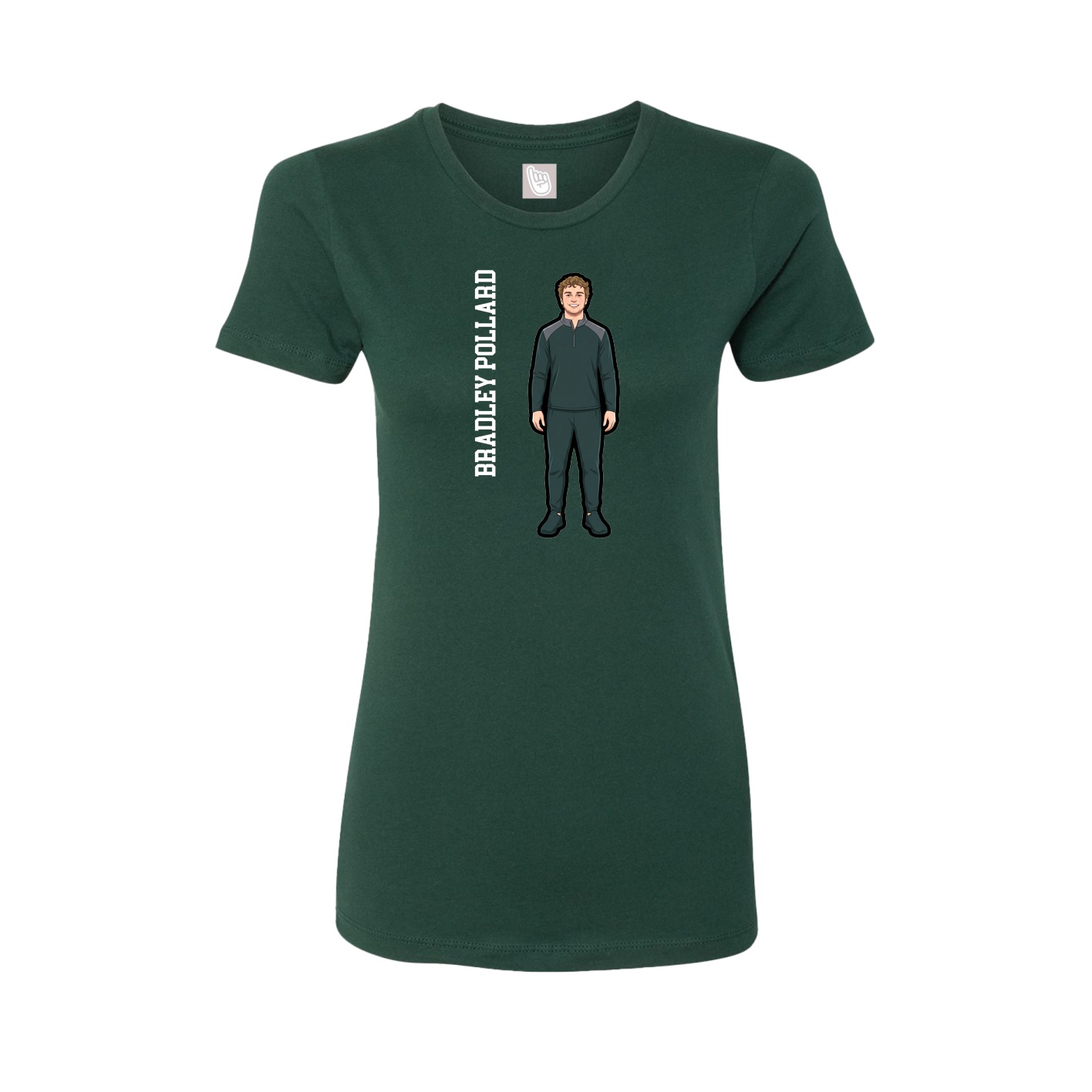 Womens Tee — Name Vertical in Green