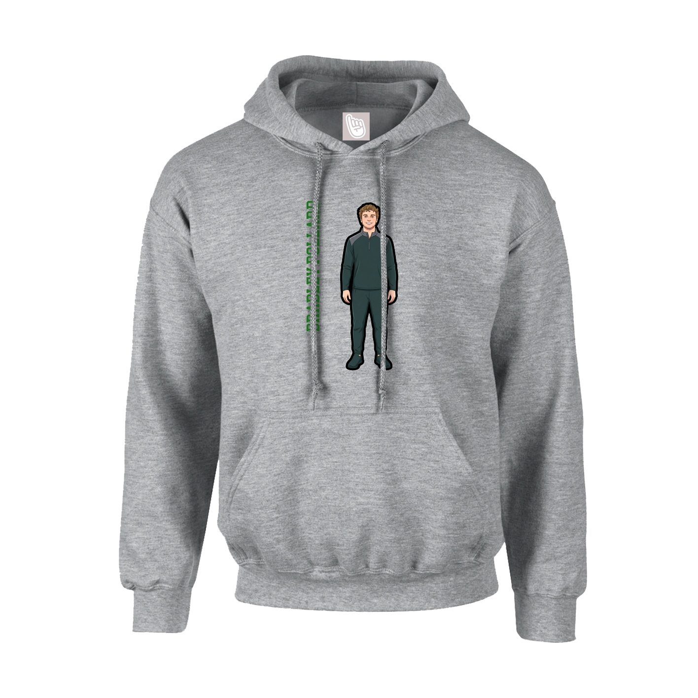 Hoodie — Name Vertical in Grey