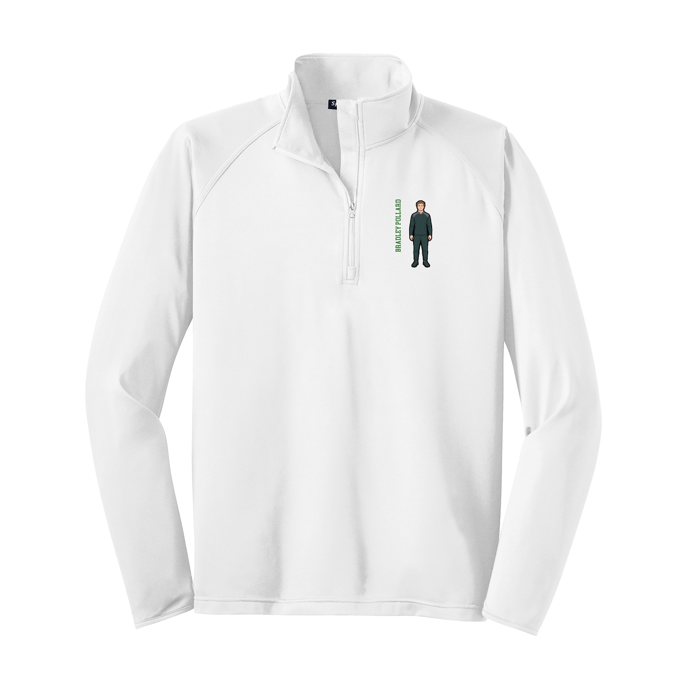 Q-Zip Pullover — Name Vertical in White
