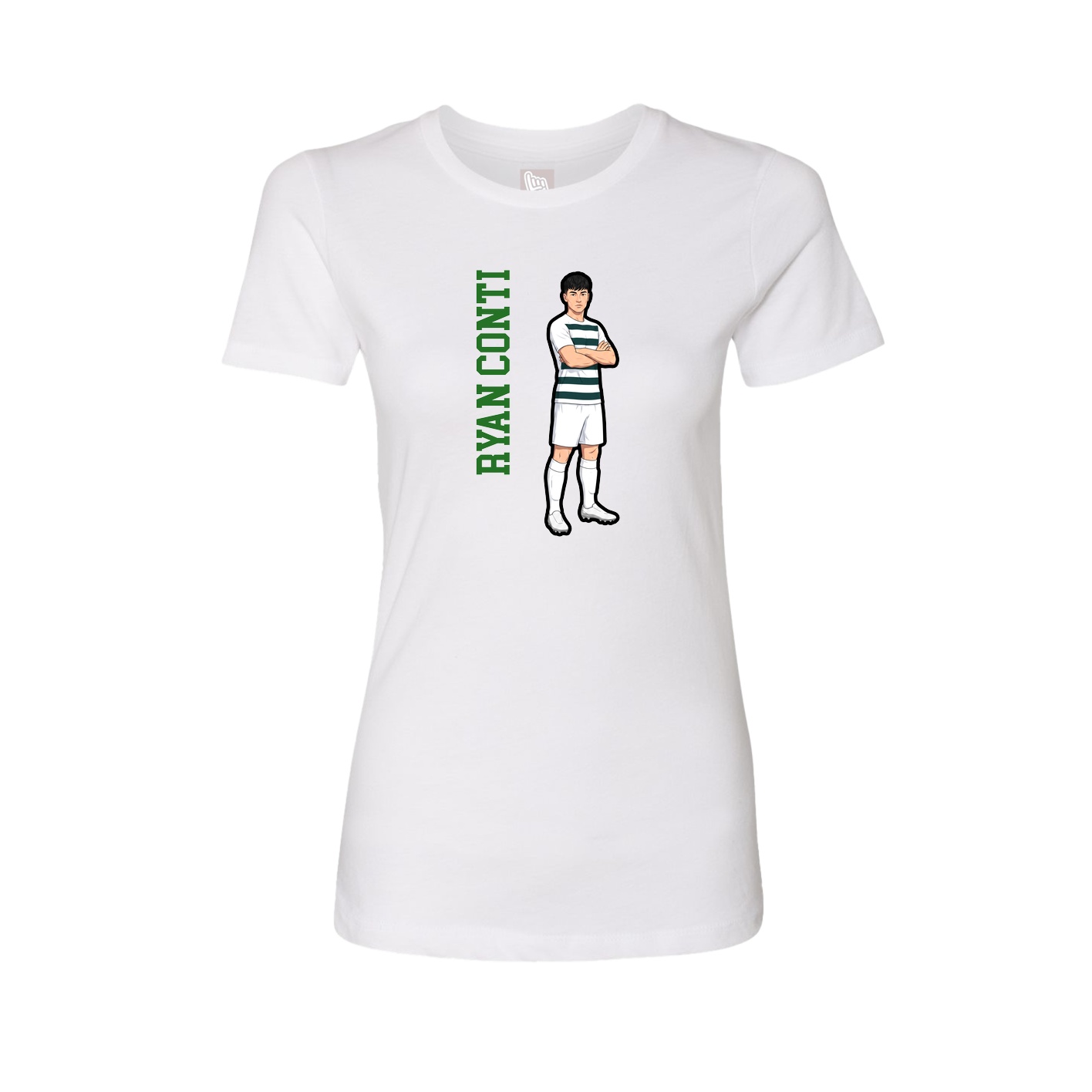 Fitted Women's Tee — Name Vertical in White