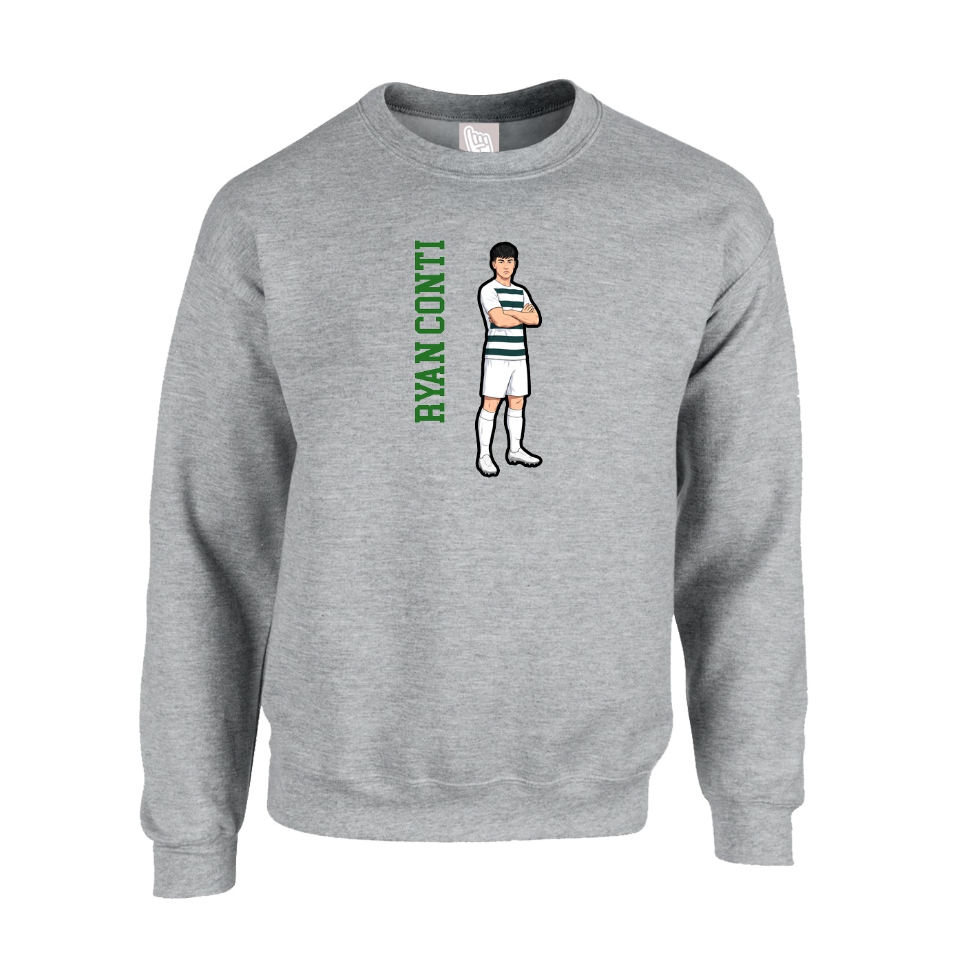 Fleece Crew — Name Vertical in Grey