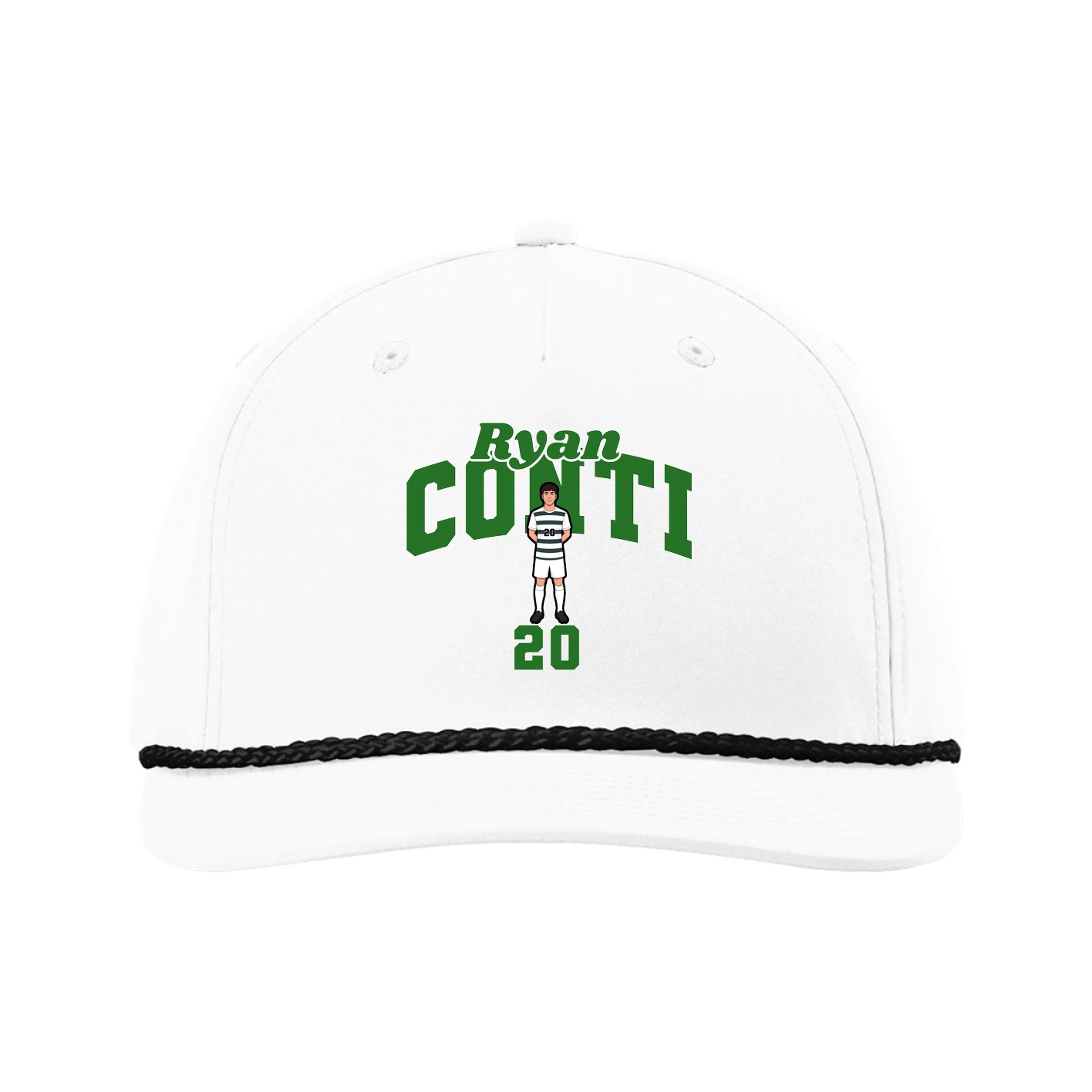 Five-Panel Classic Rope Cap — Signature Arch in White