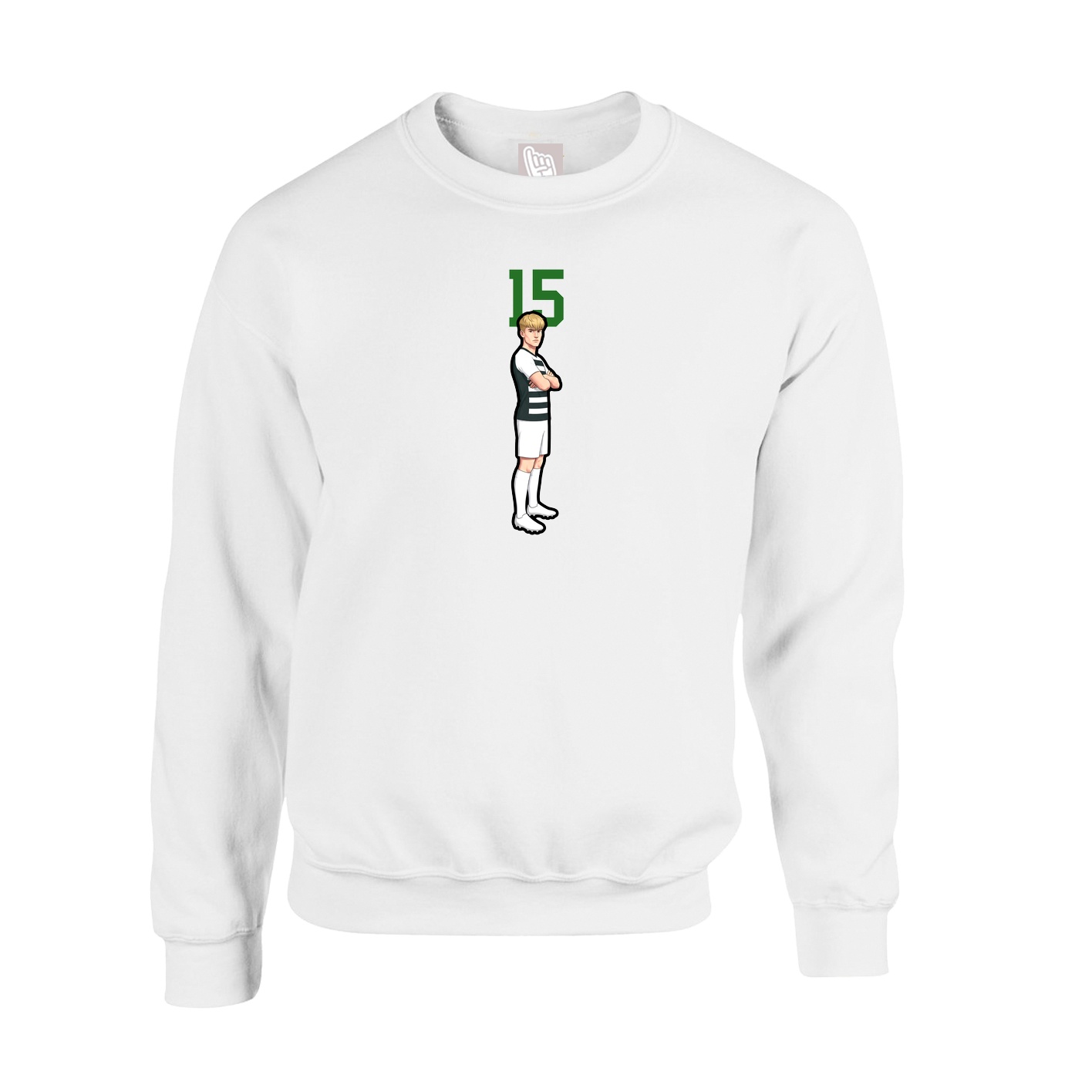 Fleece Crew — Number Top in White
