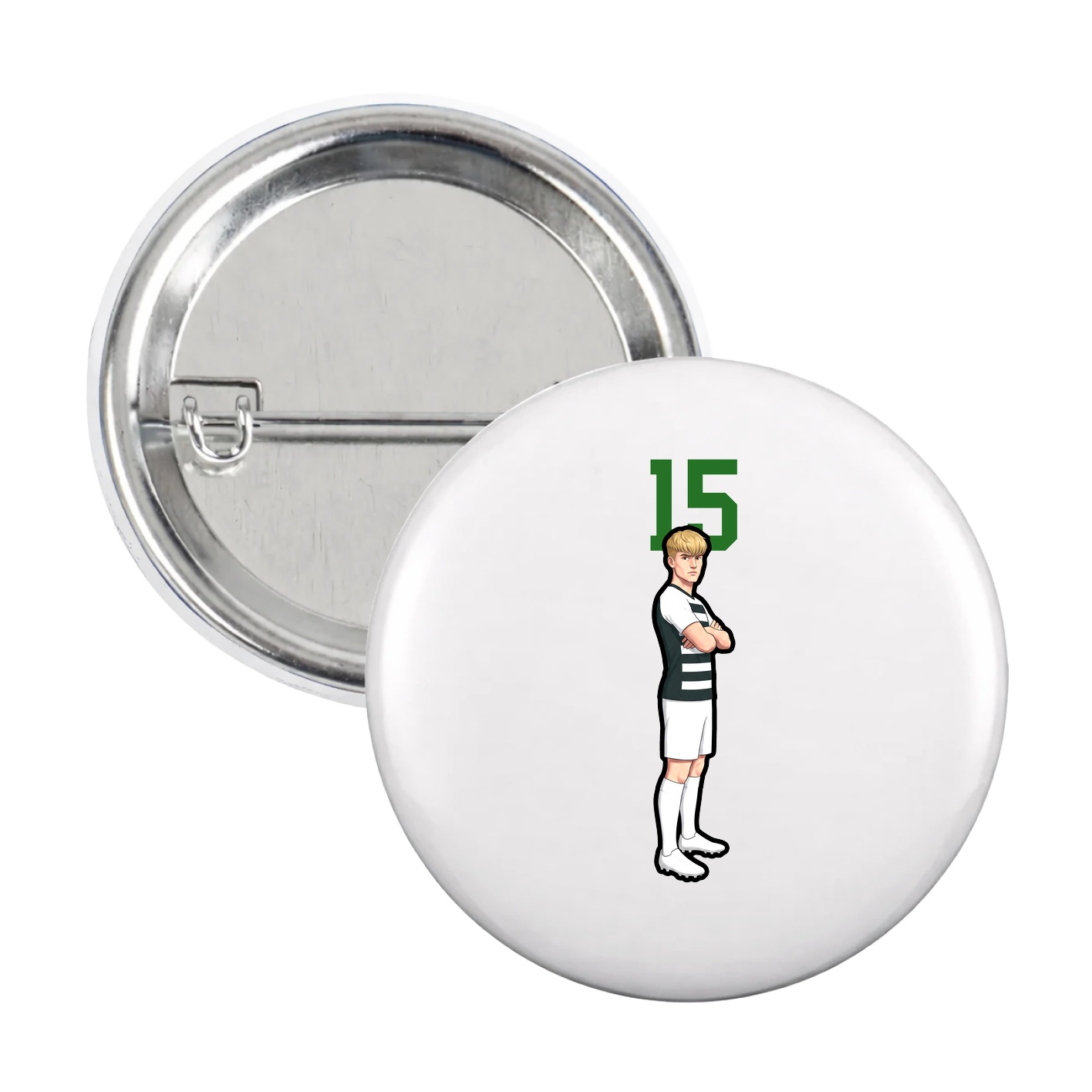 Game Day Button — Number Top in White