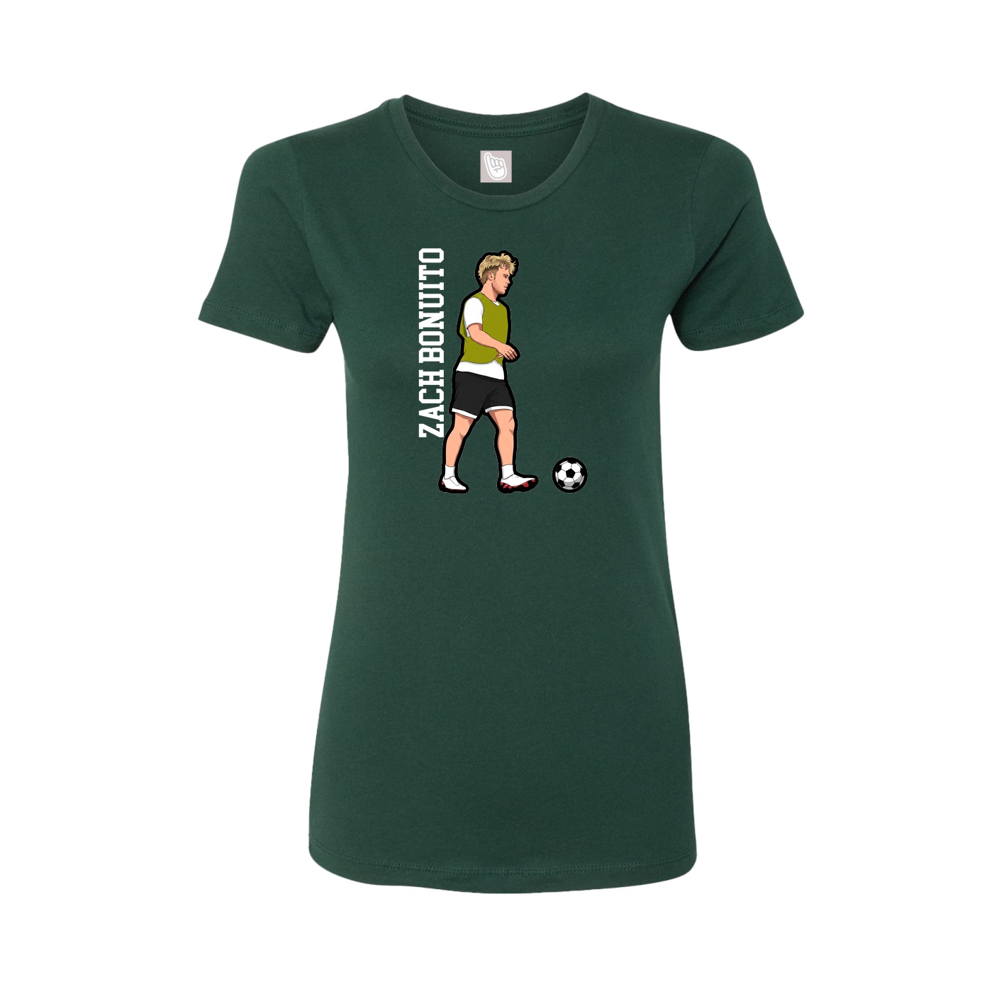 Fitted Women's Tee — Name Vertical in Green