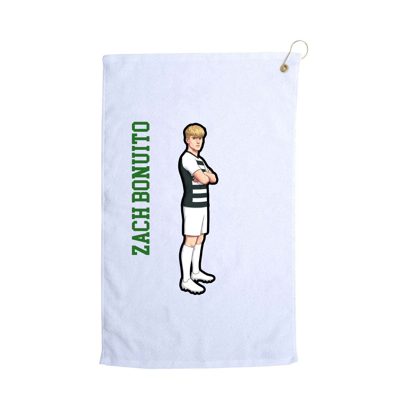 Golf Towel — Name Vertical in White