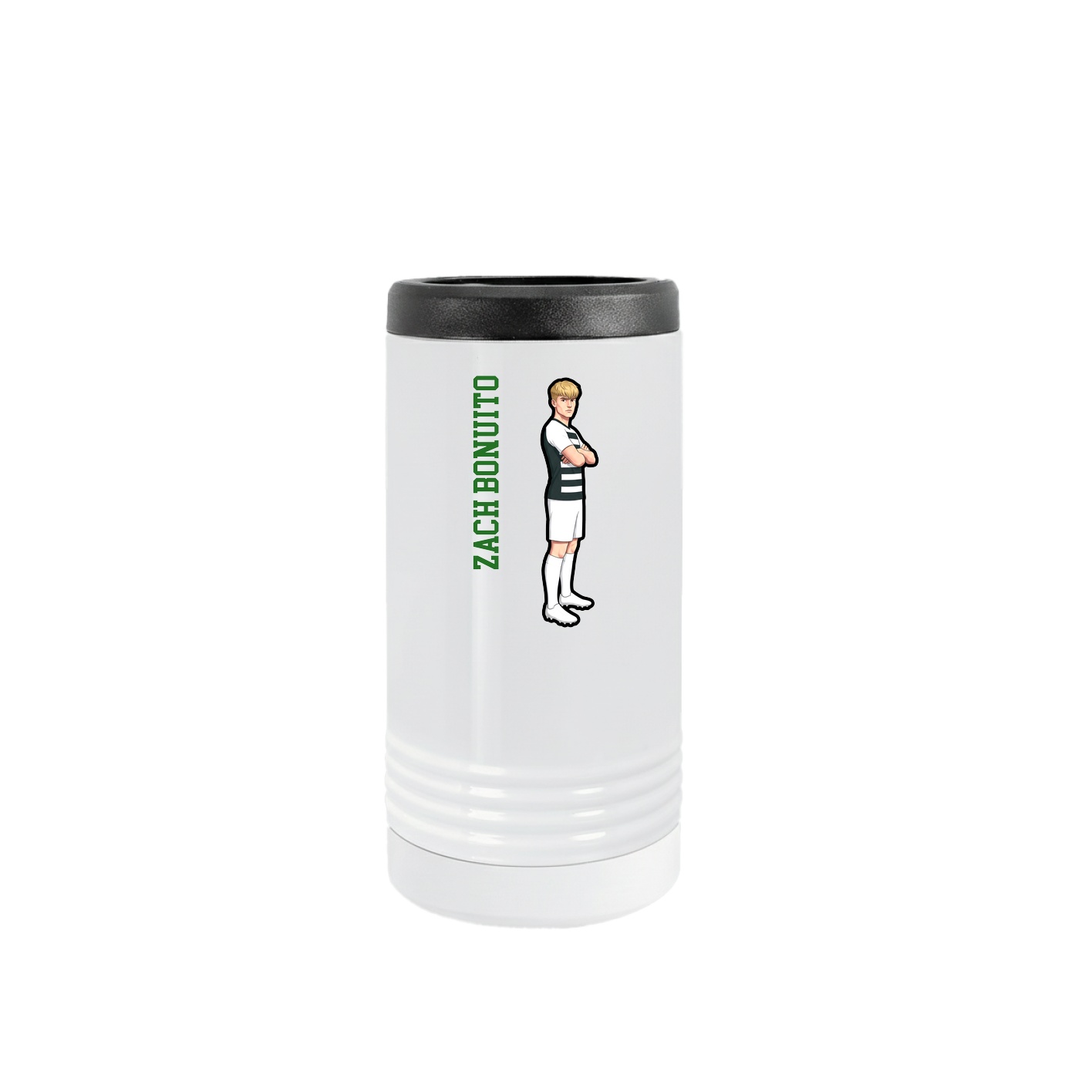 Slim Beverage Holder — Name Vertical in White