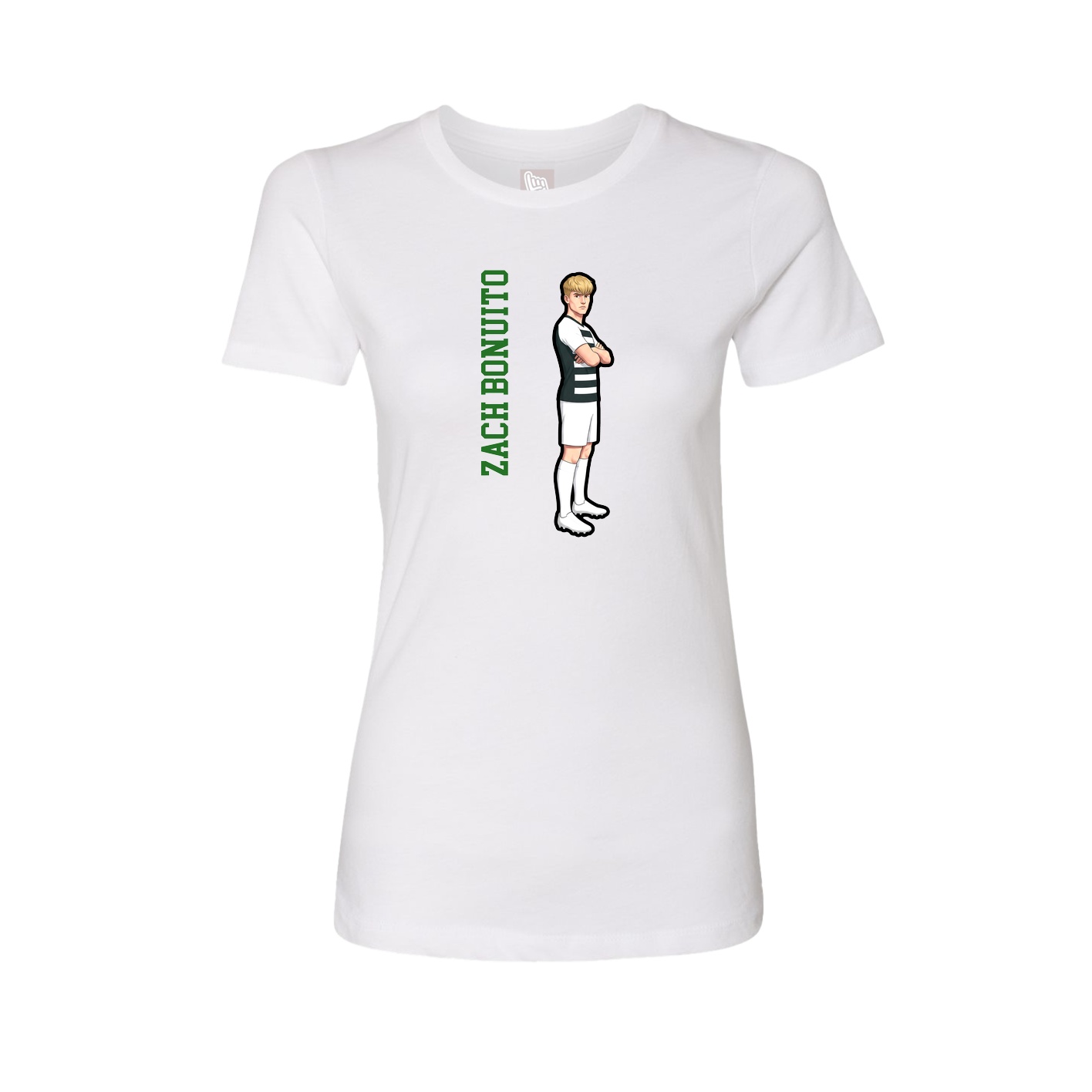 Fitted Women's Tee — Name Vertical in White