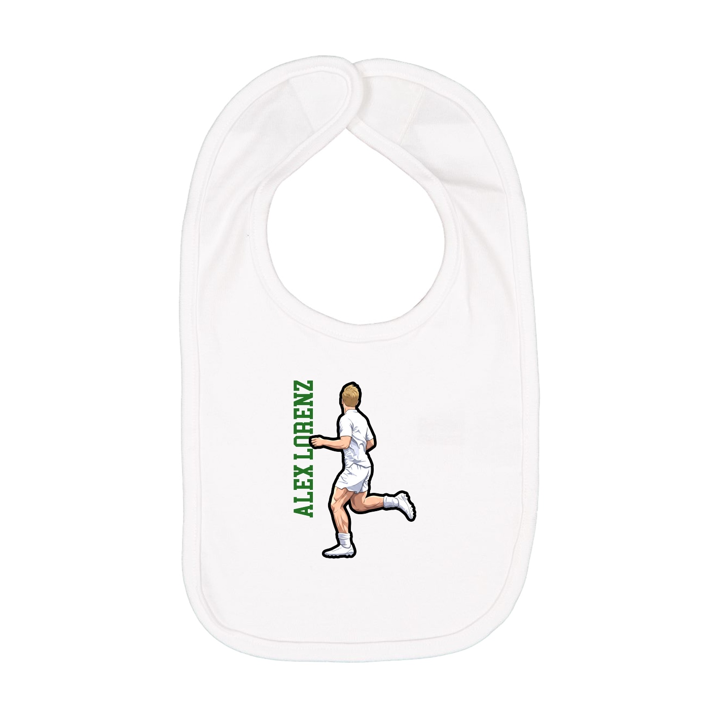 Infant Bib — Name Vertical in White