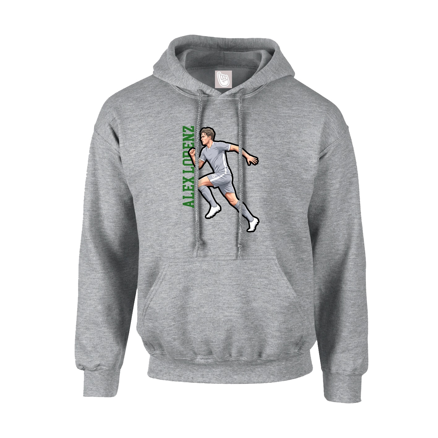 Hoodie — Name Vertical in Grey