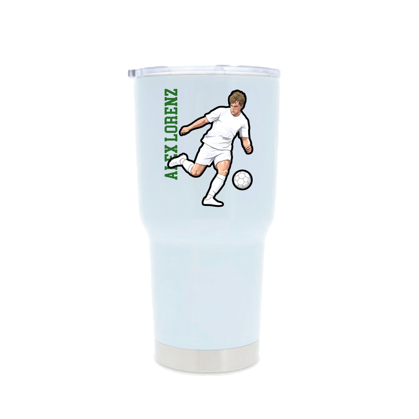 30oz Stainless Steel Tumbler — Name Vertical in White